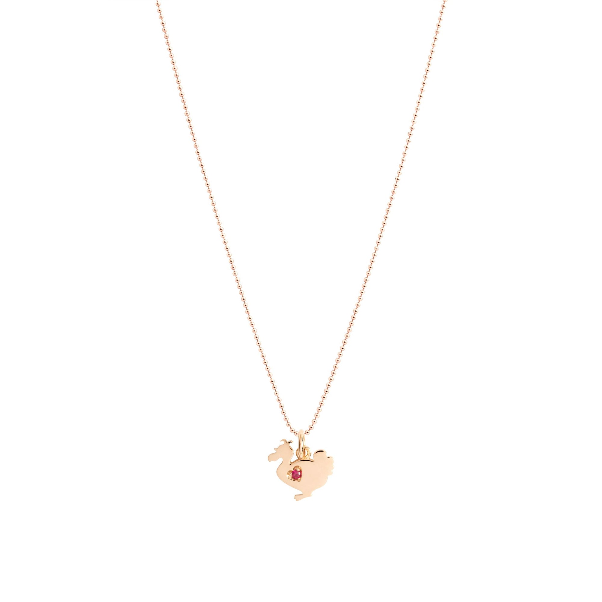 Lady dodo rose gold & ruby Charm - Rose Gold & Red
