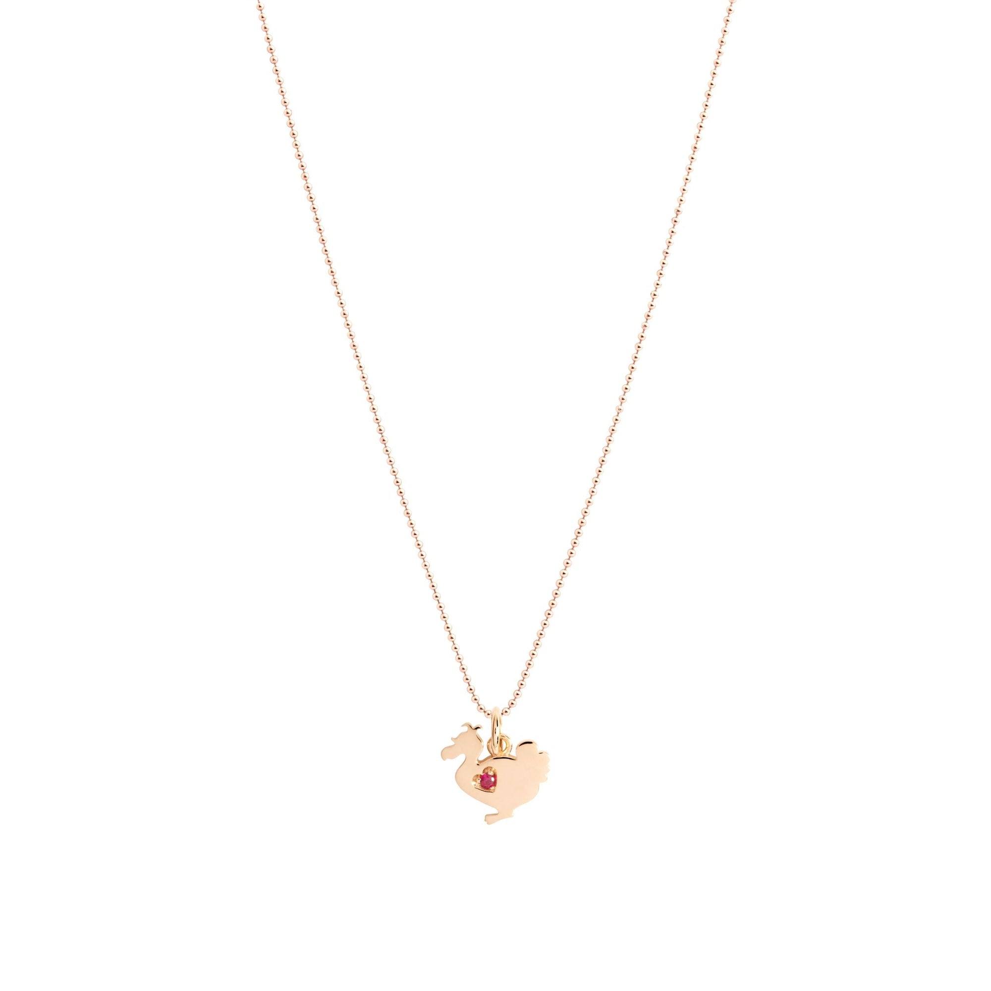 9K rose gold lady dodo charm for 30th birthday and 1 ruby (ct 0,03) - Rose Gold
