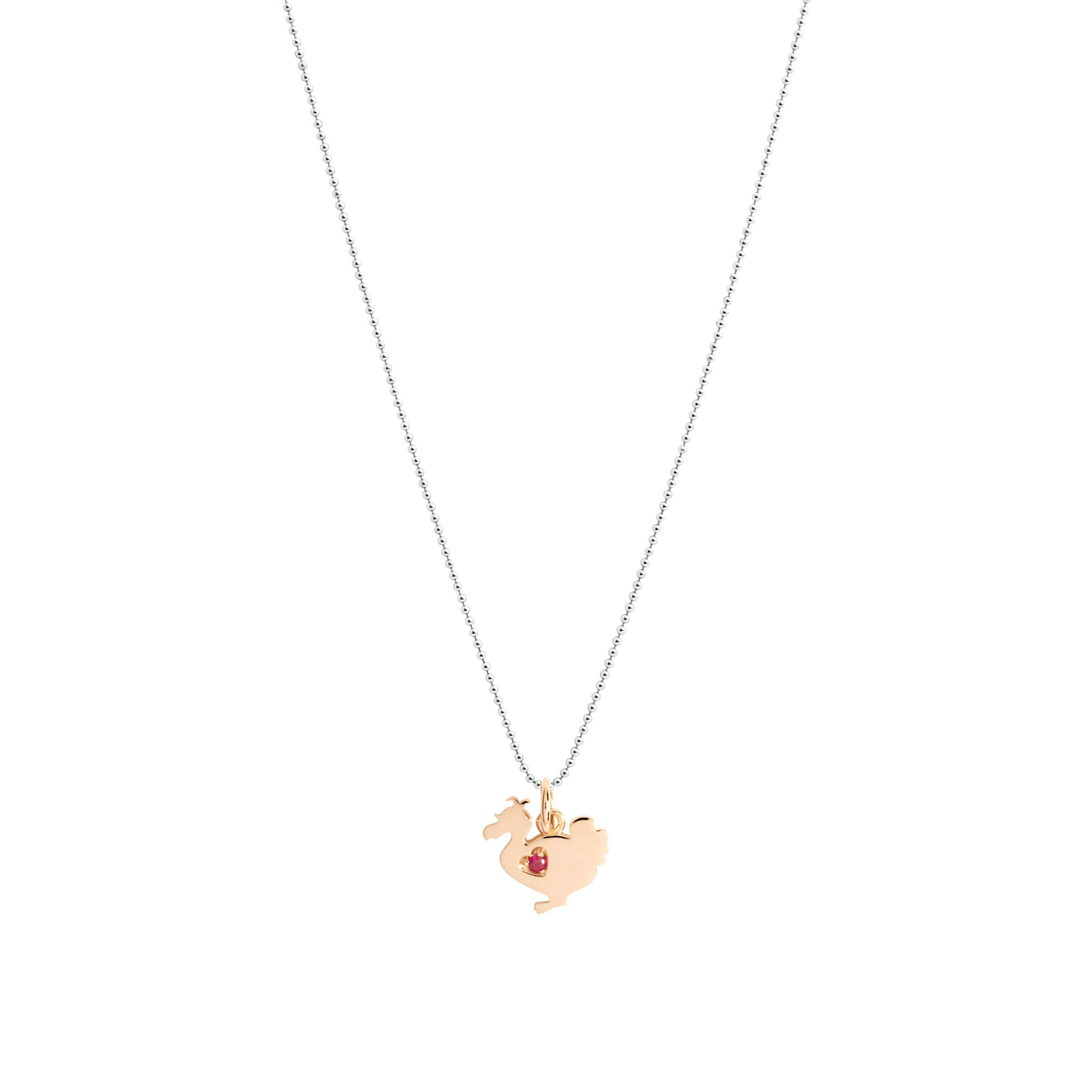 Lady dodo rose gold & ruby Charm - Rose Gold & Red
