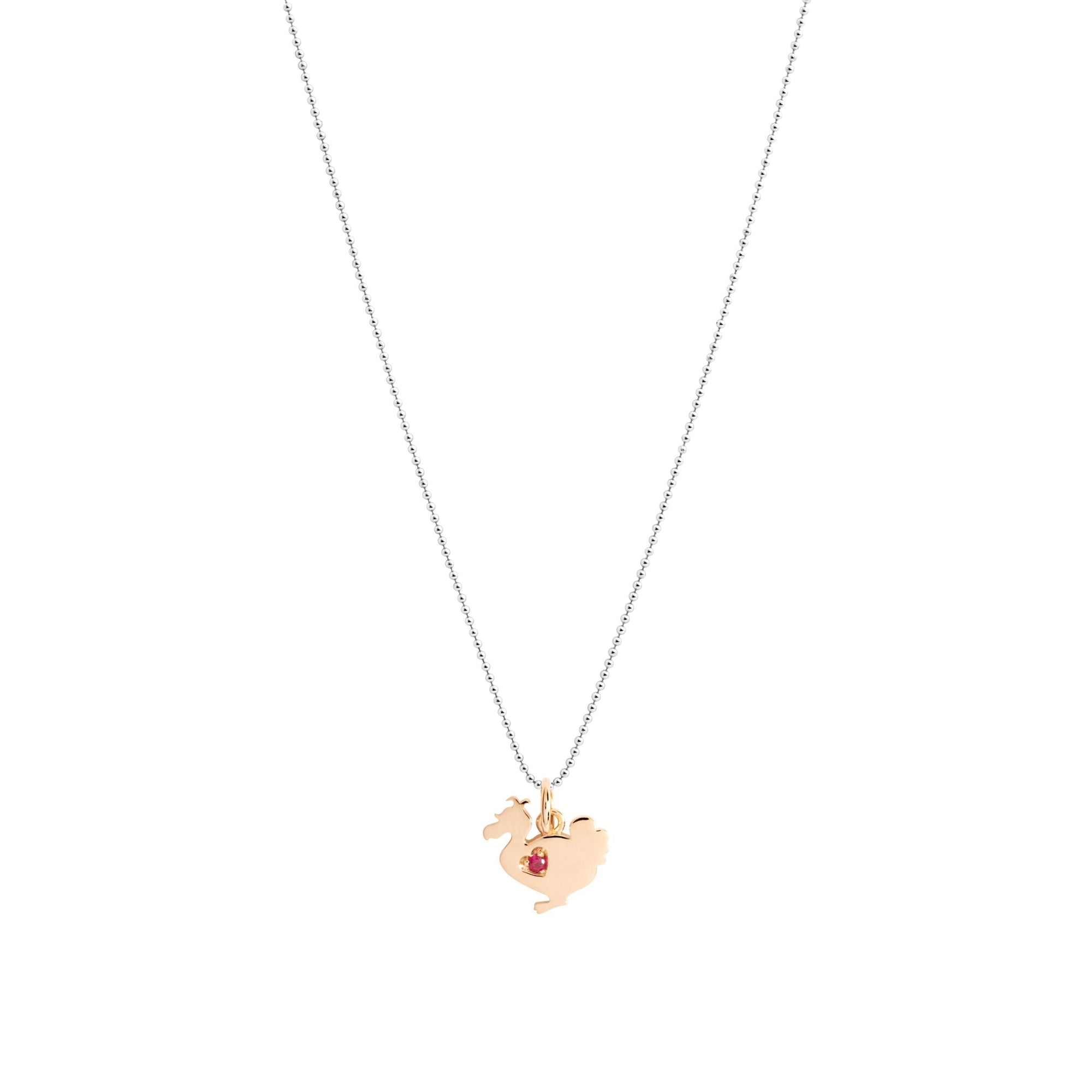 9K rose gold lady dodo charm for 30th birthday and 1 ruby (ct 0,03) - Rose Gold