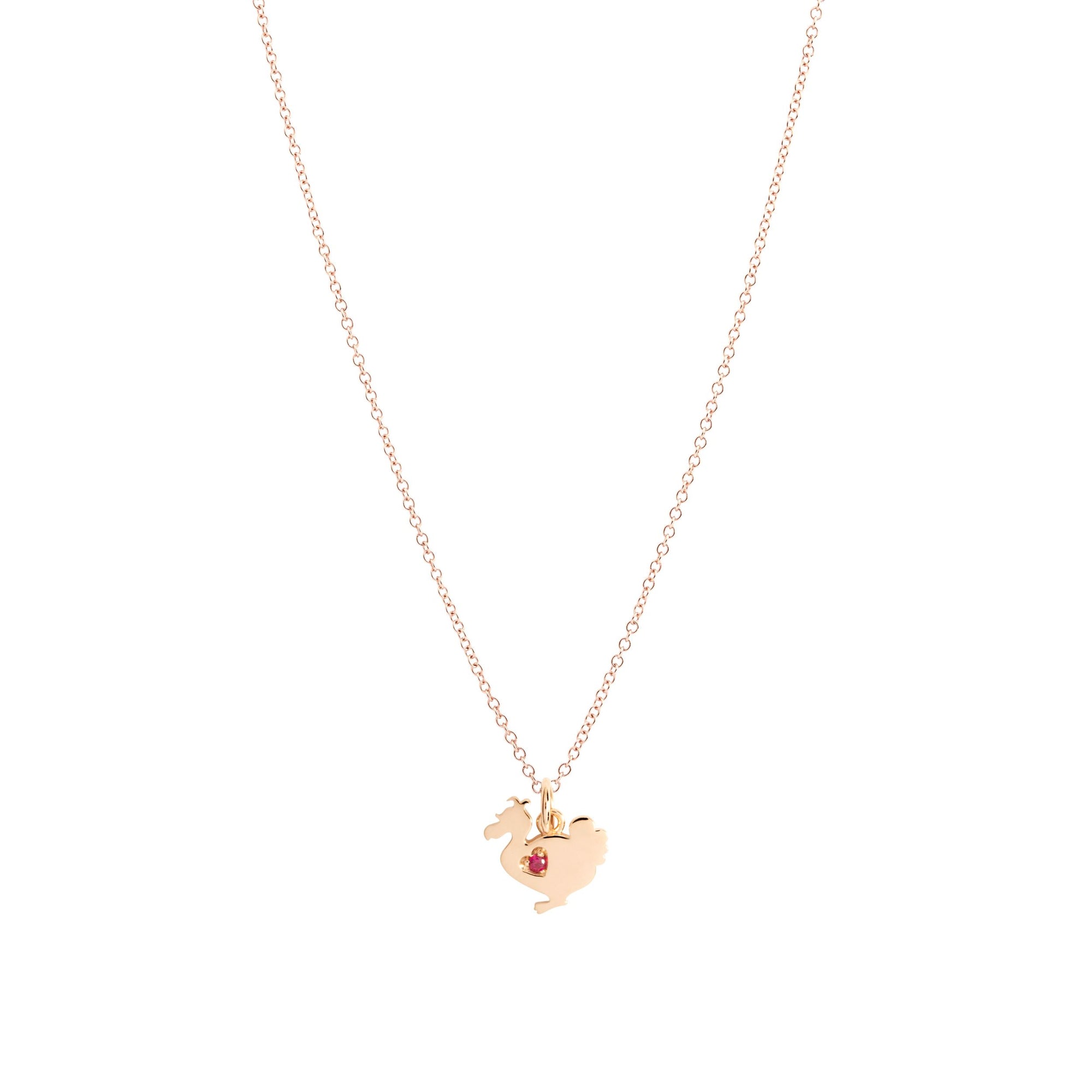 Lady dodo rose gold & ruby Charm - Rose Gold & Red