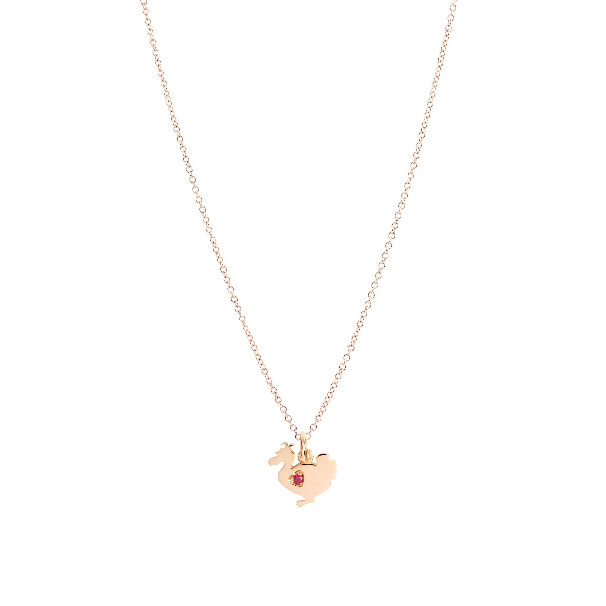 Lady dodo rose gold & ruby Charm - Rose Gold & Red