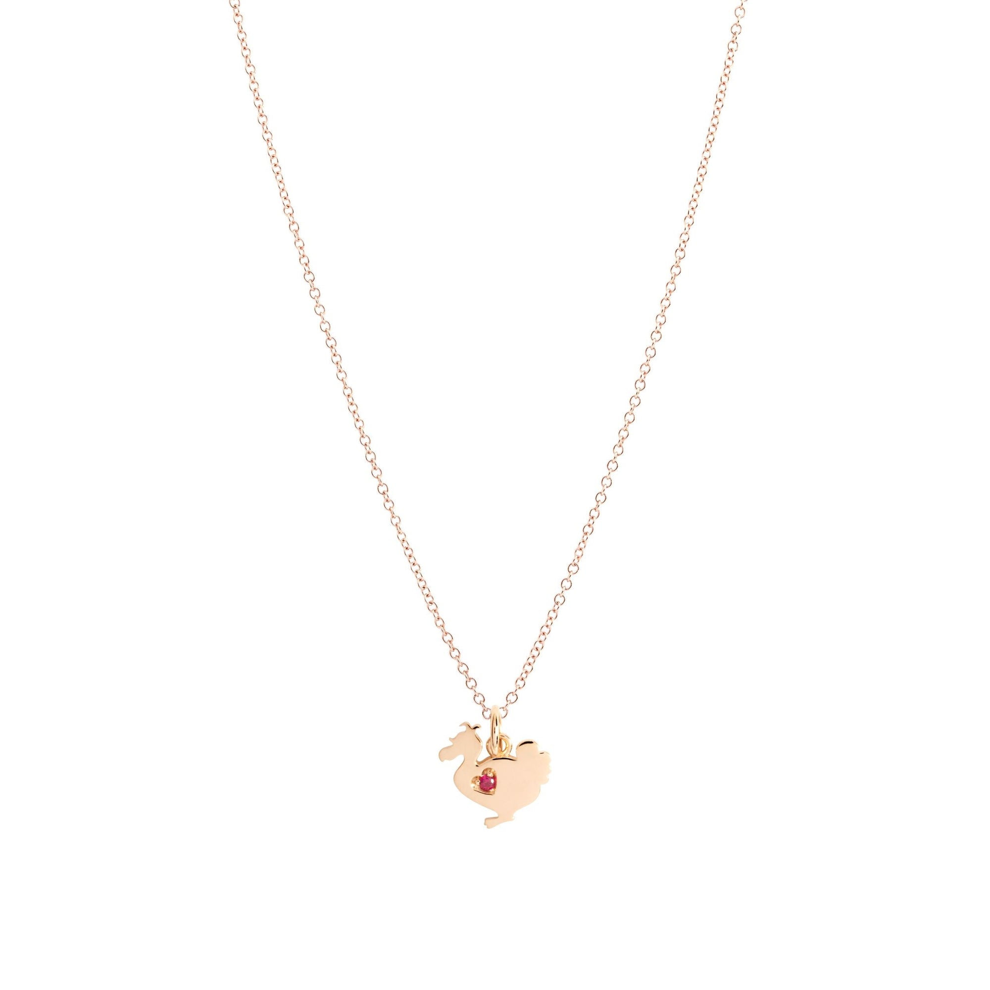 9K rose gold lady dodo charm for 30th birthday and 1 ruby (ct 0,03) - Rose Gold