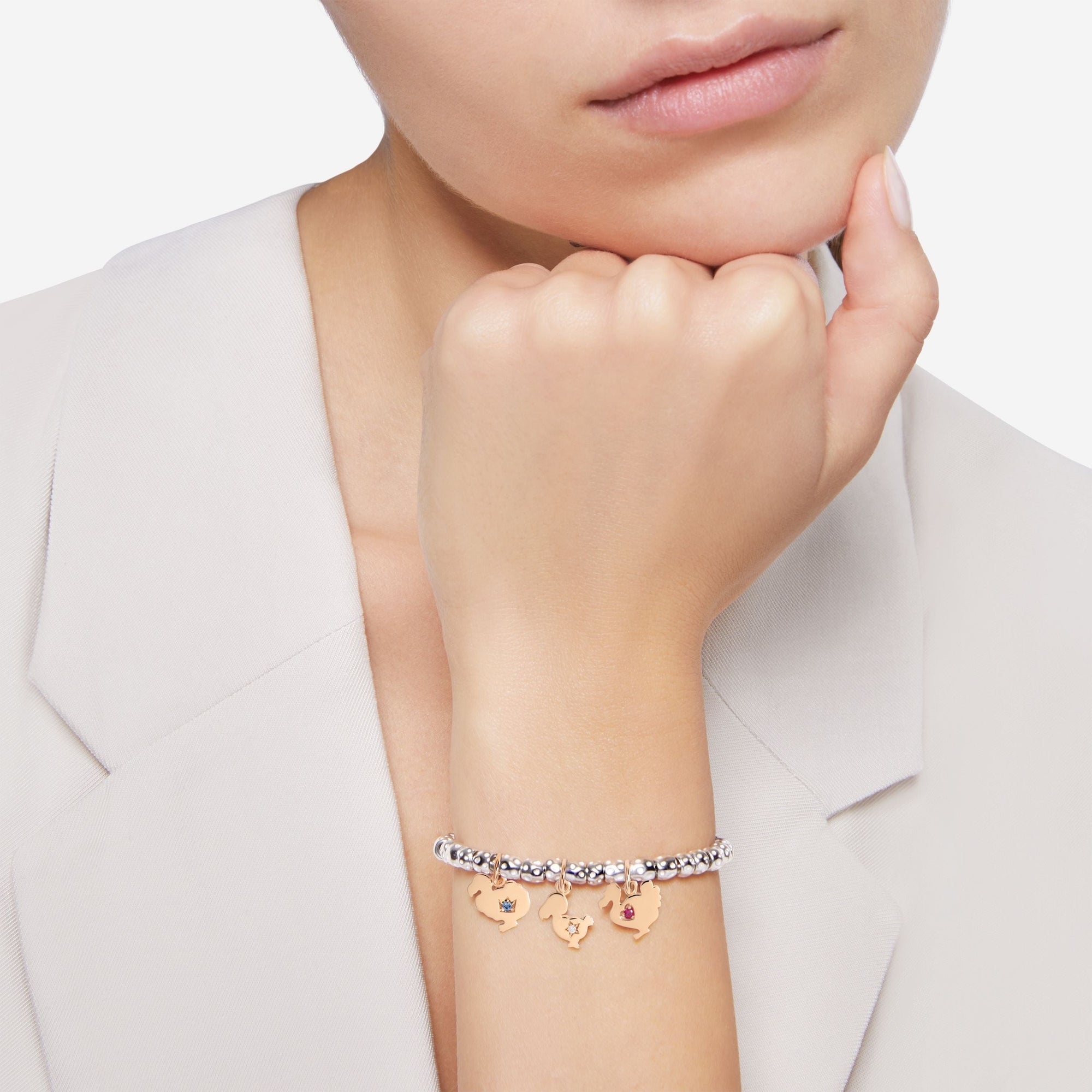 9K rose gold lady dodo charm for 30th birthday and 1 ruby (ct 0,03) - Rose Gold