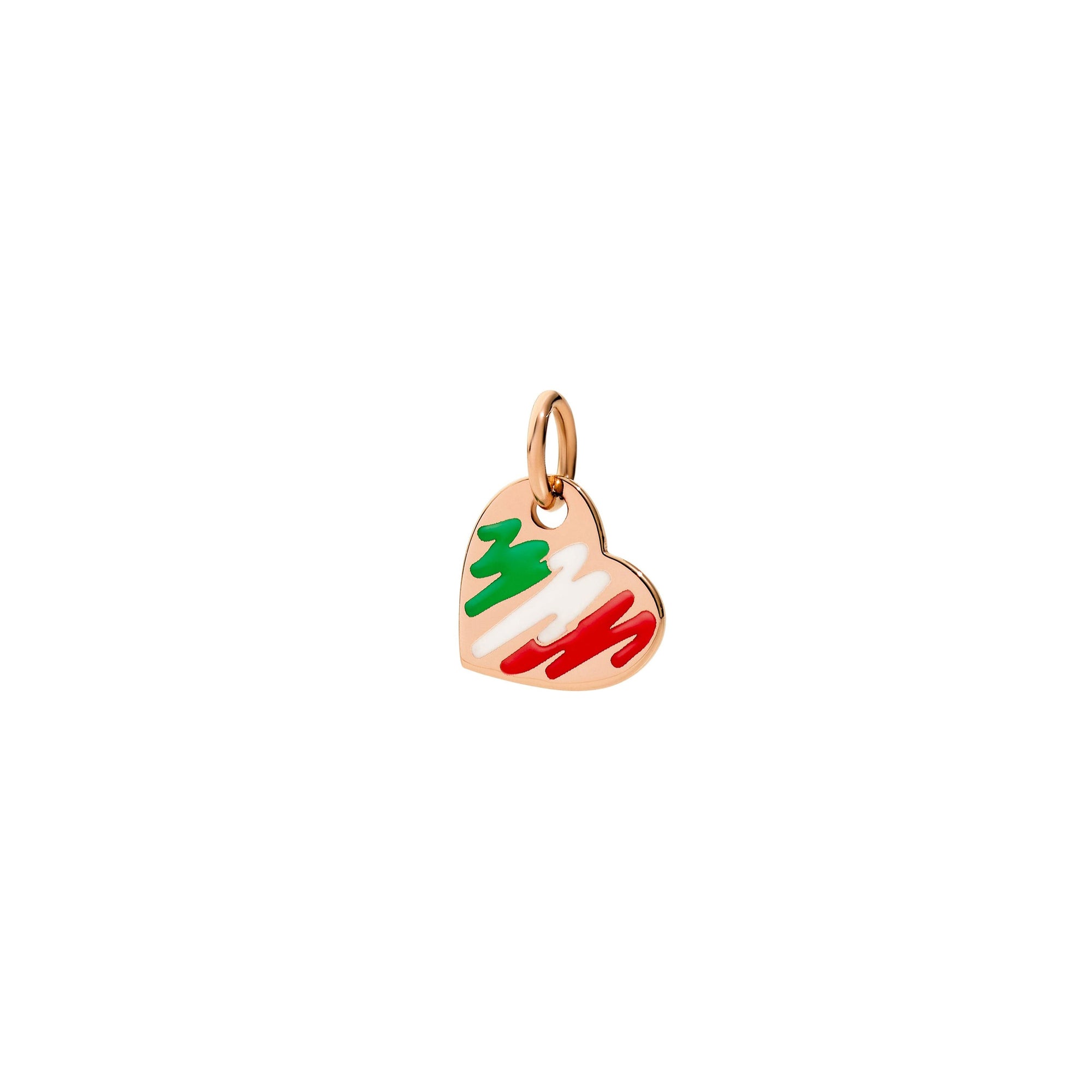Heart rose gold & tricolor enamel Charm - Rose Gold & Green & White