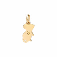 Mouse charm in 18k yellow gold and red enamel Black cord included - Yellow Gold