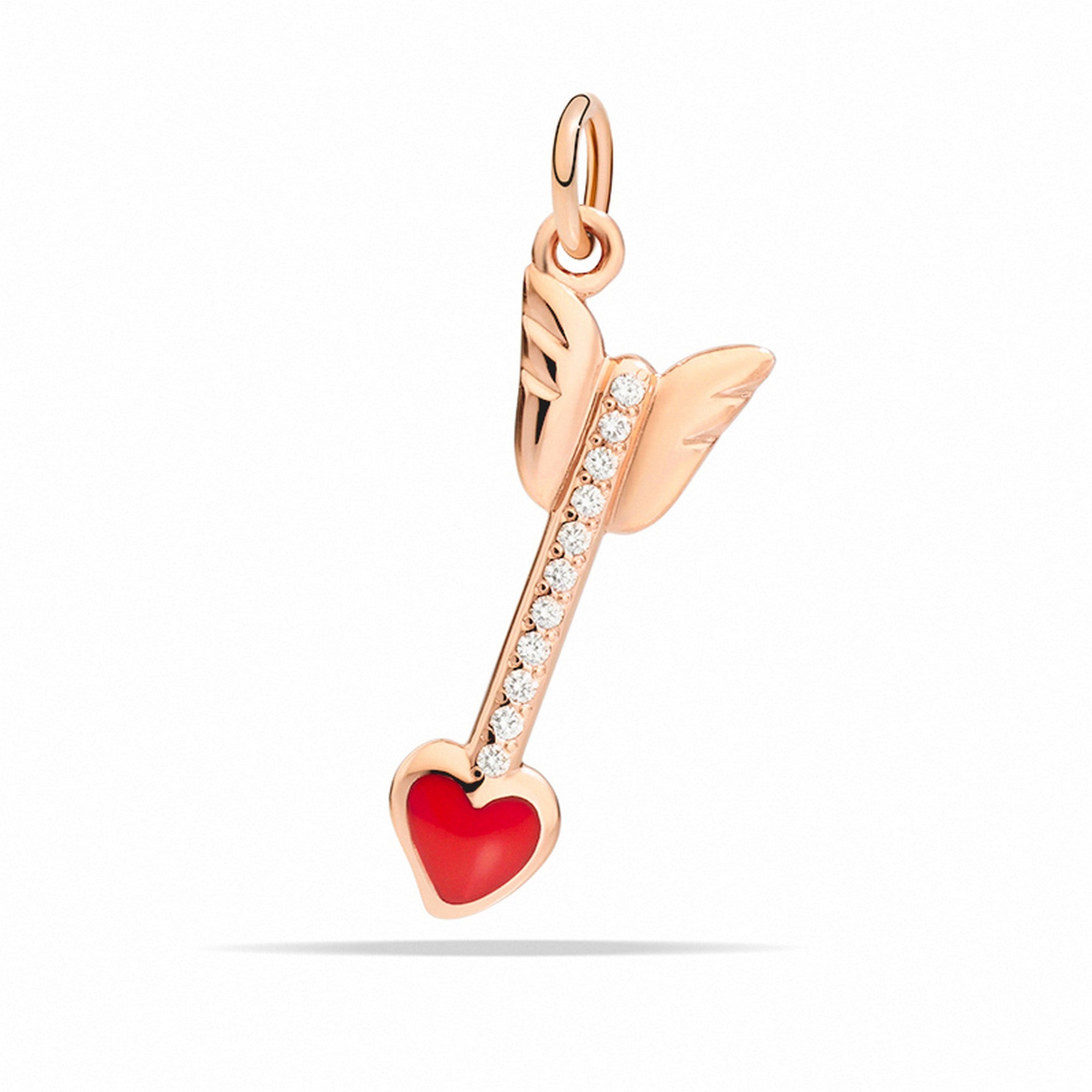 Charm Arrow 9K rose gold white diamonds and enamel - Rose Gold