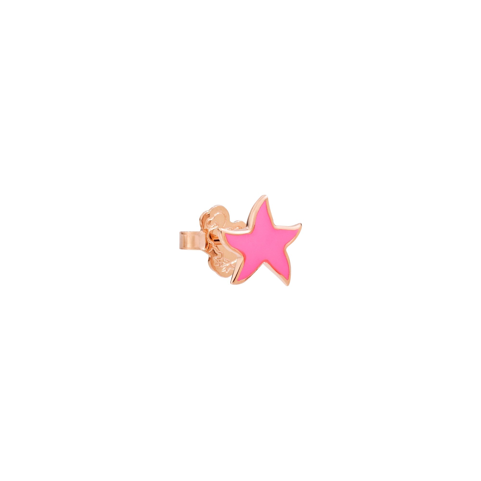 Stellina 9k rose gold and enamel earring- half pair - Rose Gold