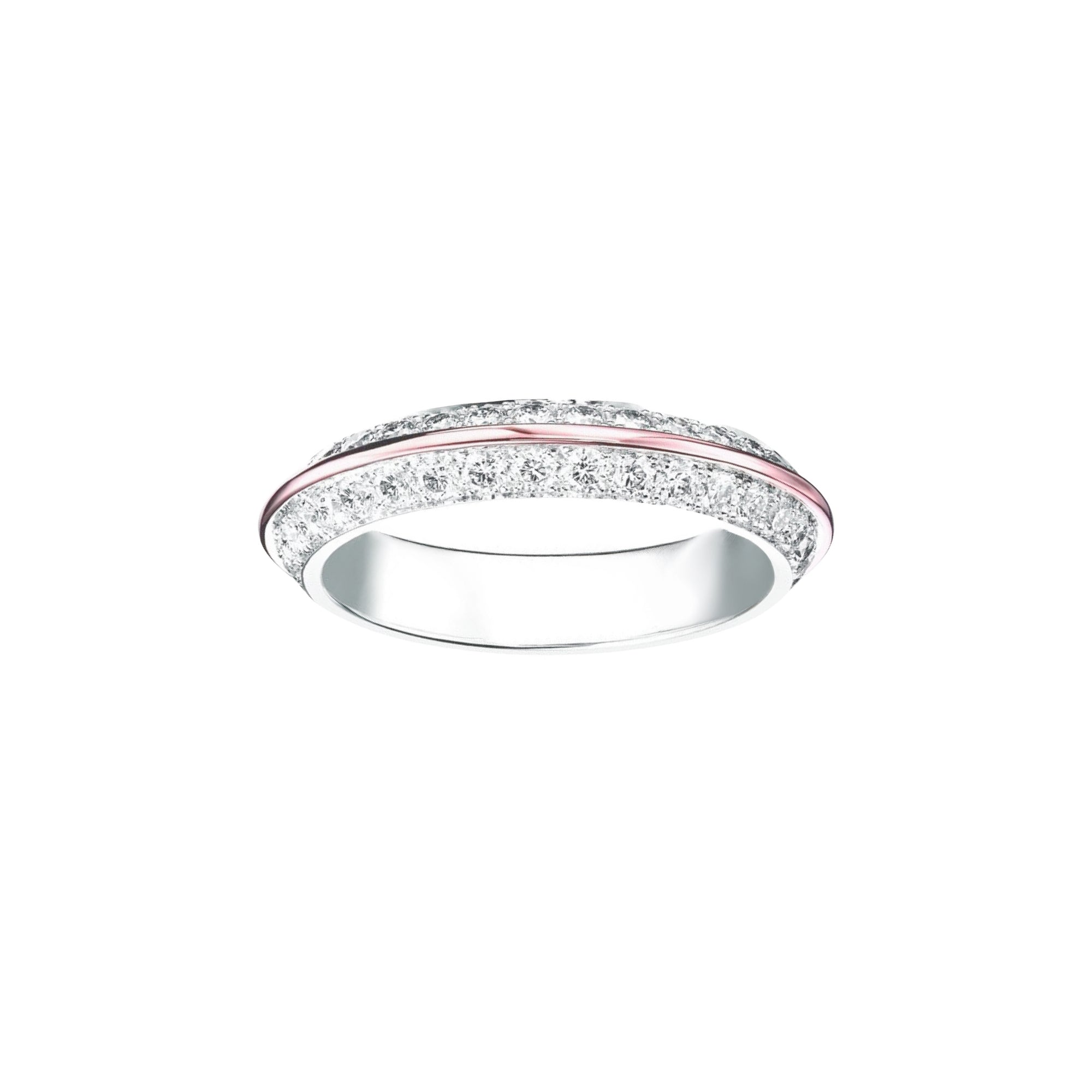 Eternelle Grace white & pink gold paved Wedding Ring - White & Pink