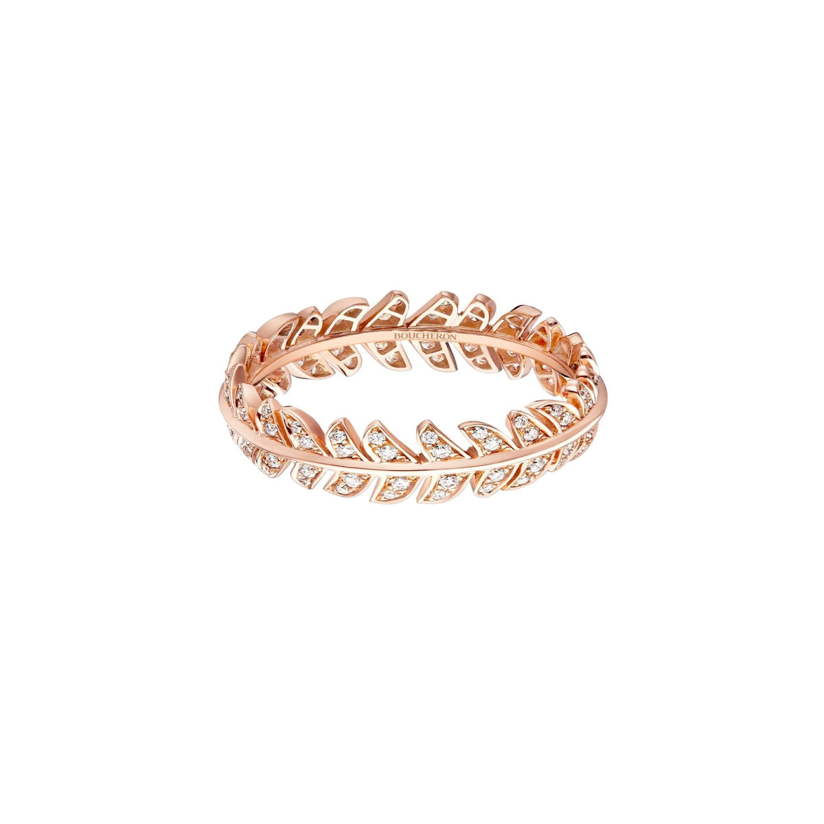 Plume de Paon pink gold & diamonds Wedding Band - Pink
