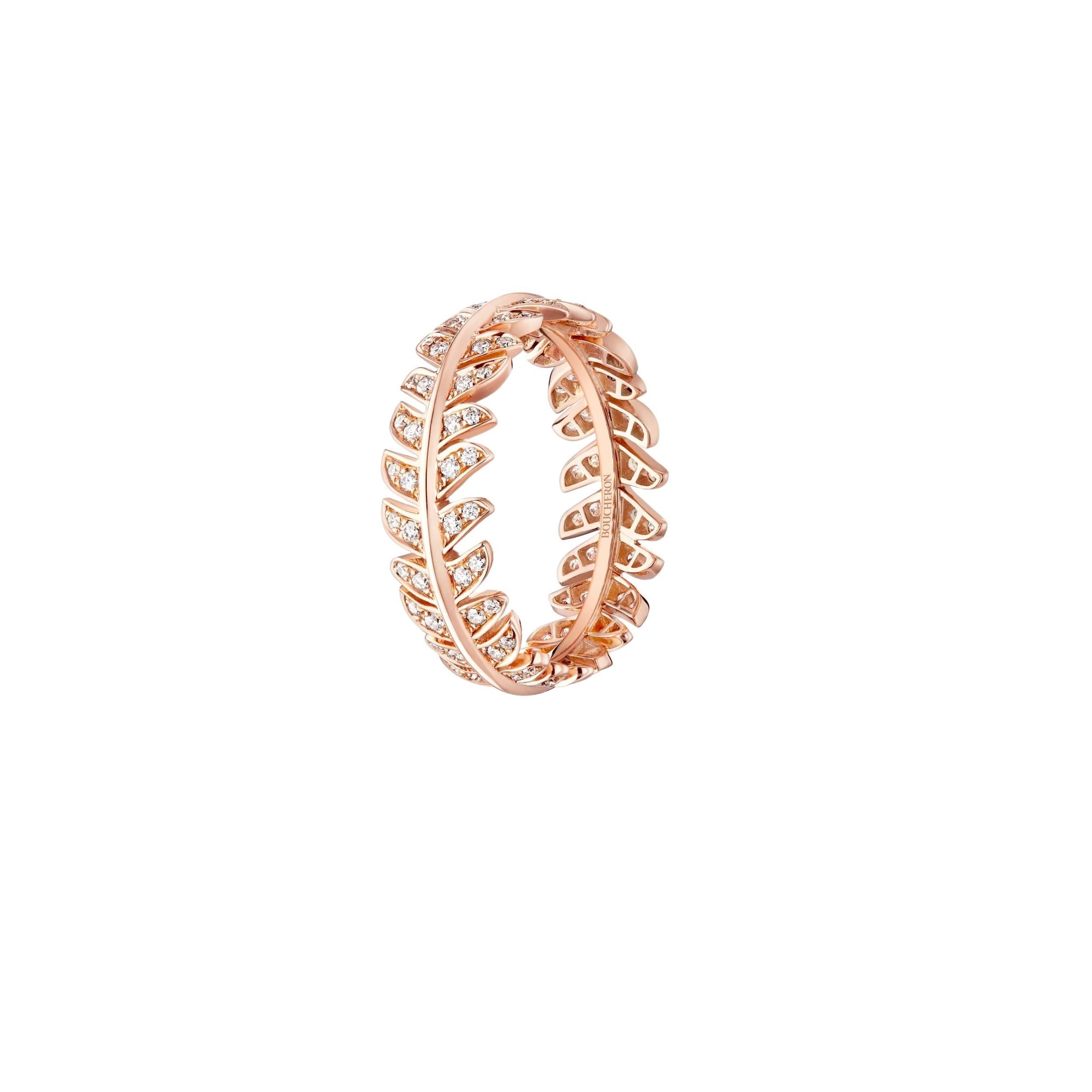 Plume de Paon pink gold & diamonds Wedding Band - Pink
