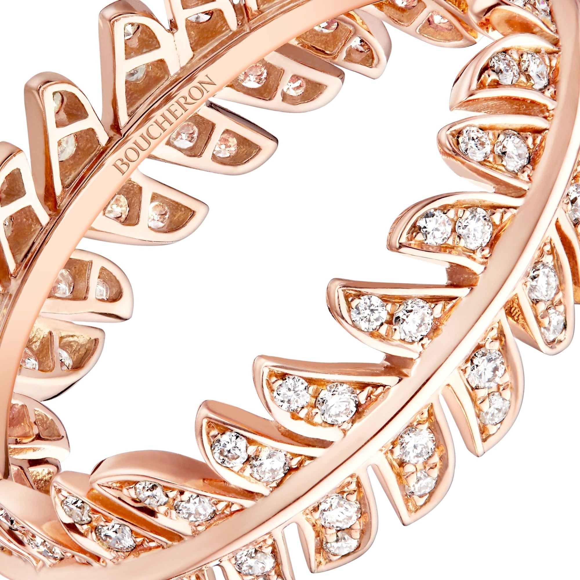 Plume de Paon pink gold & diamonds Wedding Band - Pink