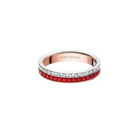 Quatre Red Edition pink and white gold red hyceram & diamonds Wedding Band - White & Pink & Red