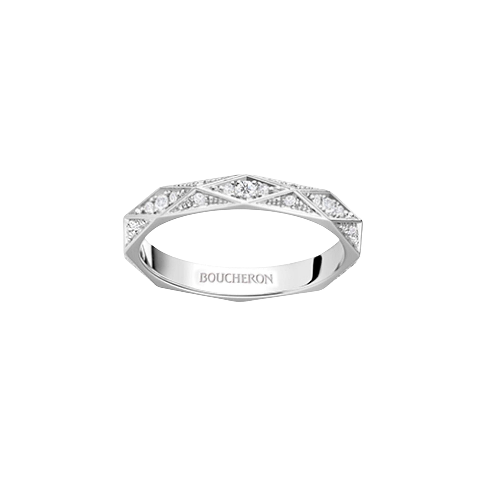 Facette M platinum & full paved diamonds Wedding Band - White
