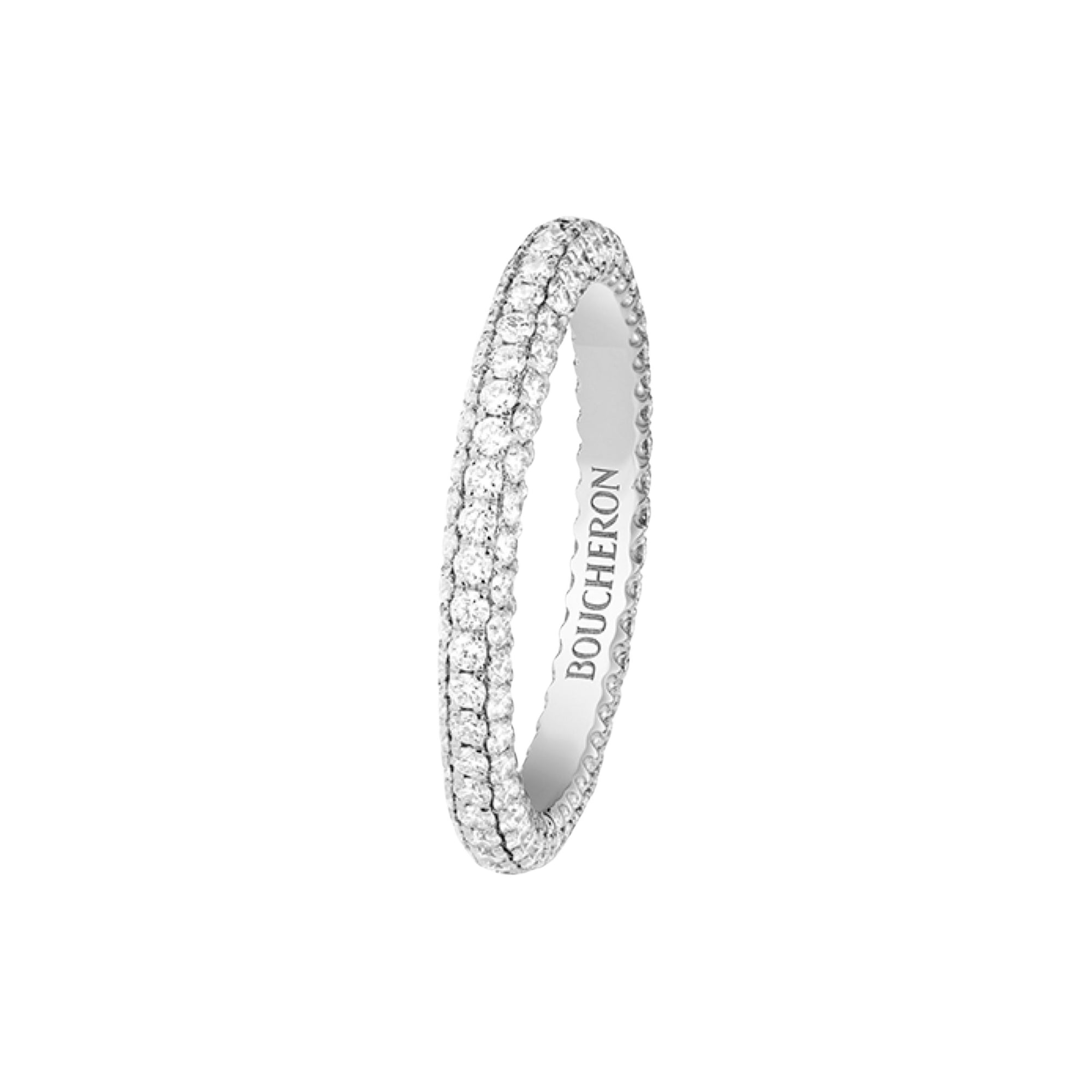 Epure white gold & three-rows diamonds Wedding Ring - White