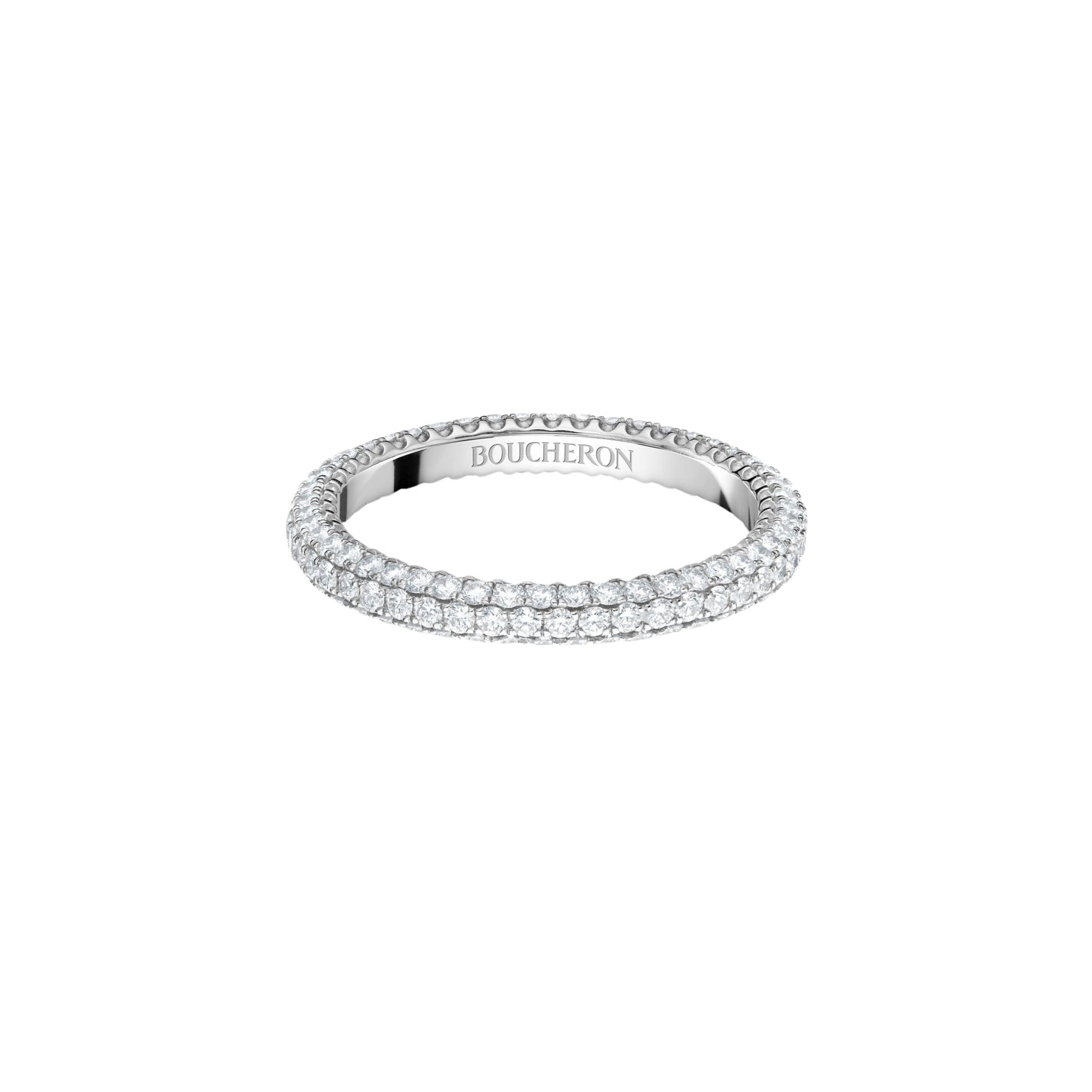 Epure white gold & three-rows diamonds Wedding Ring - White