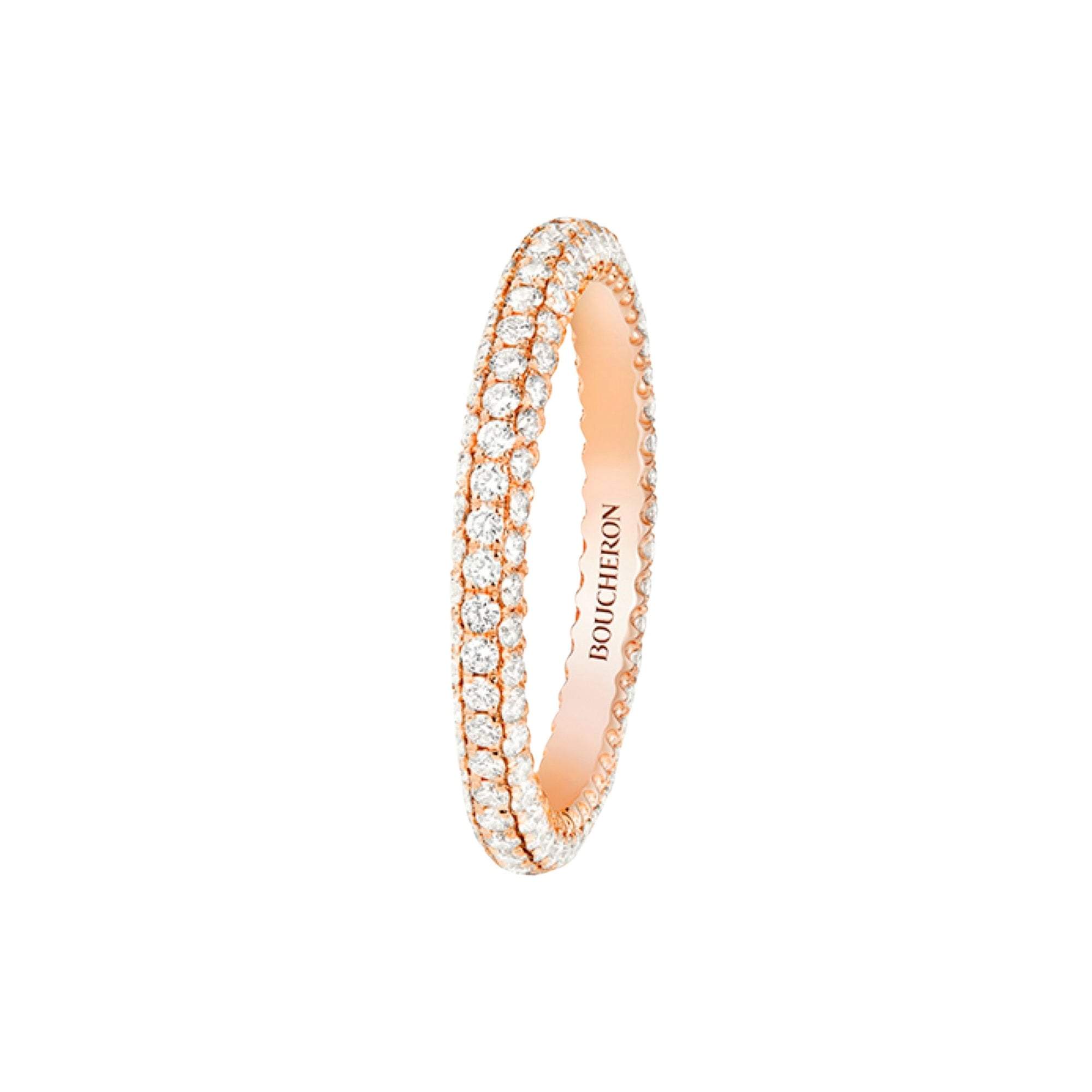 Epure pink gold & three-rows diamonds Wedding Ring - Pink