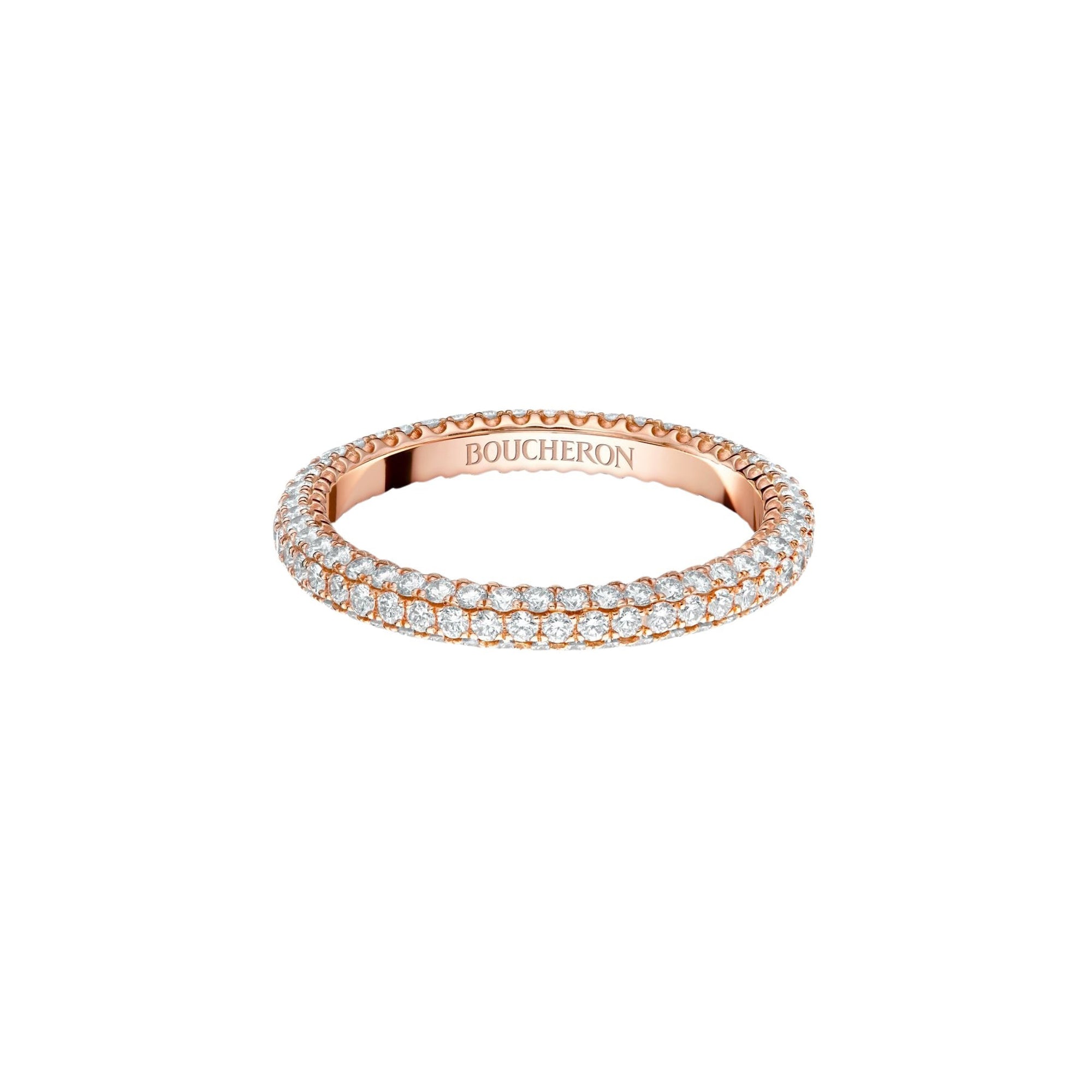 Epure pink gold & three-rows diamonds Wedding Ring - Pink