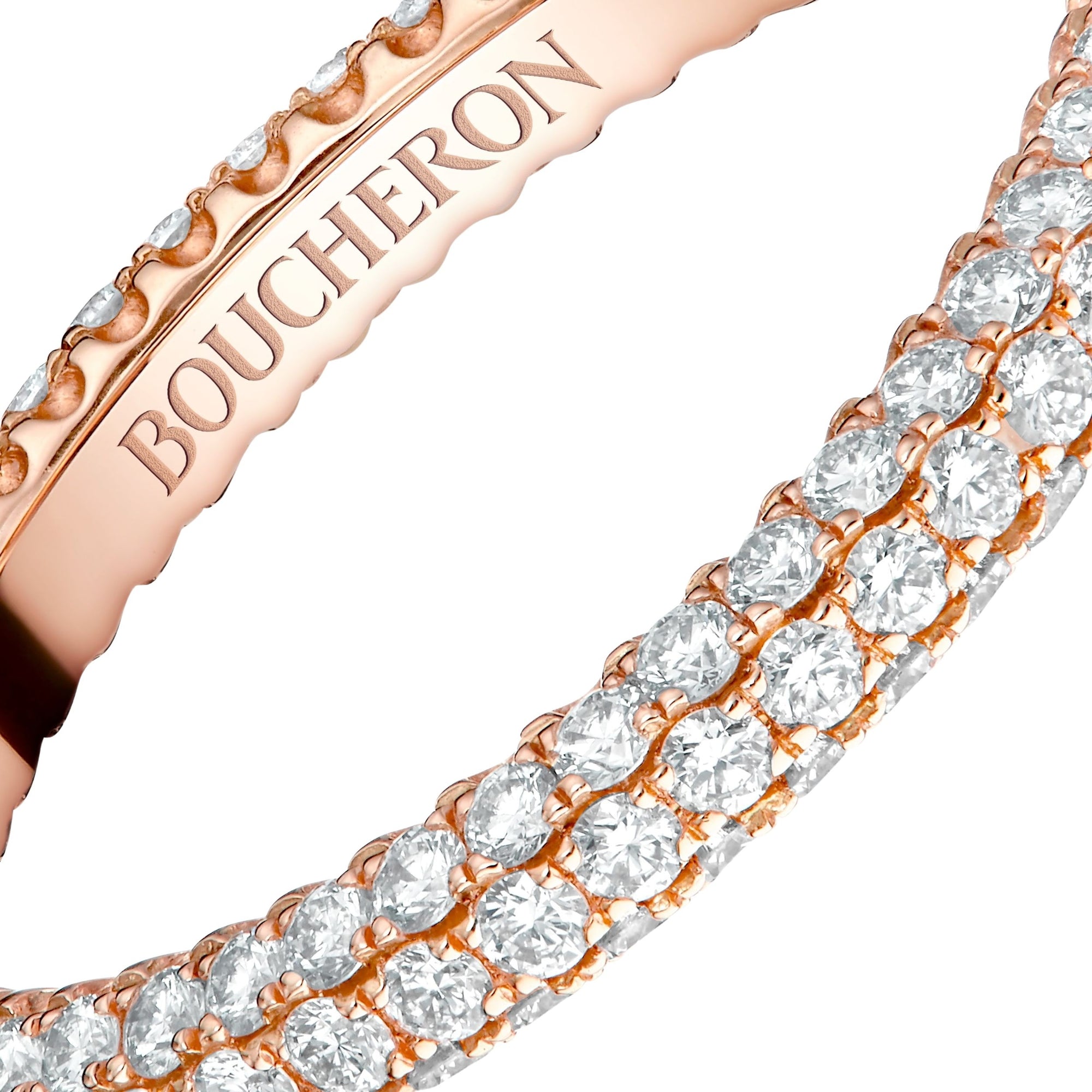Epure pink gold & three-rows diamonds Wedding Ring - Pink