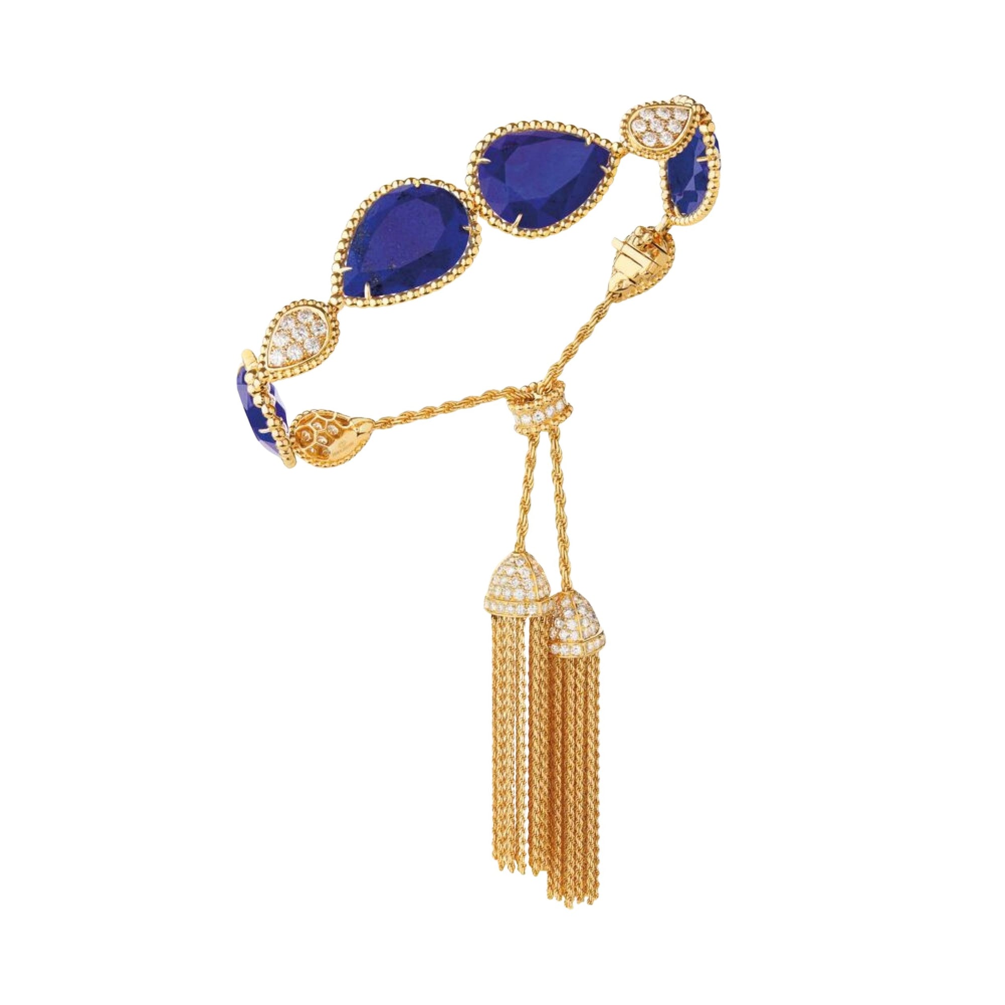 Serpent Boheme Pompon Multi-Motifs yellow gold lapis lazuli & diamonds Bracelet - Yellow