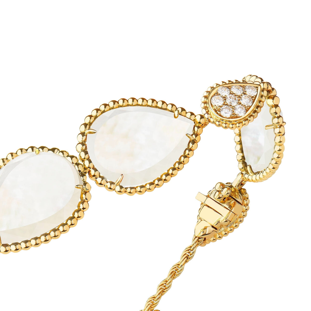 Serpent Bohème Pompon Multi-Motifs yellow gold pearl & diamonds Bracelet - Yellow