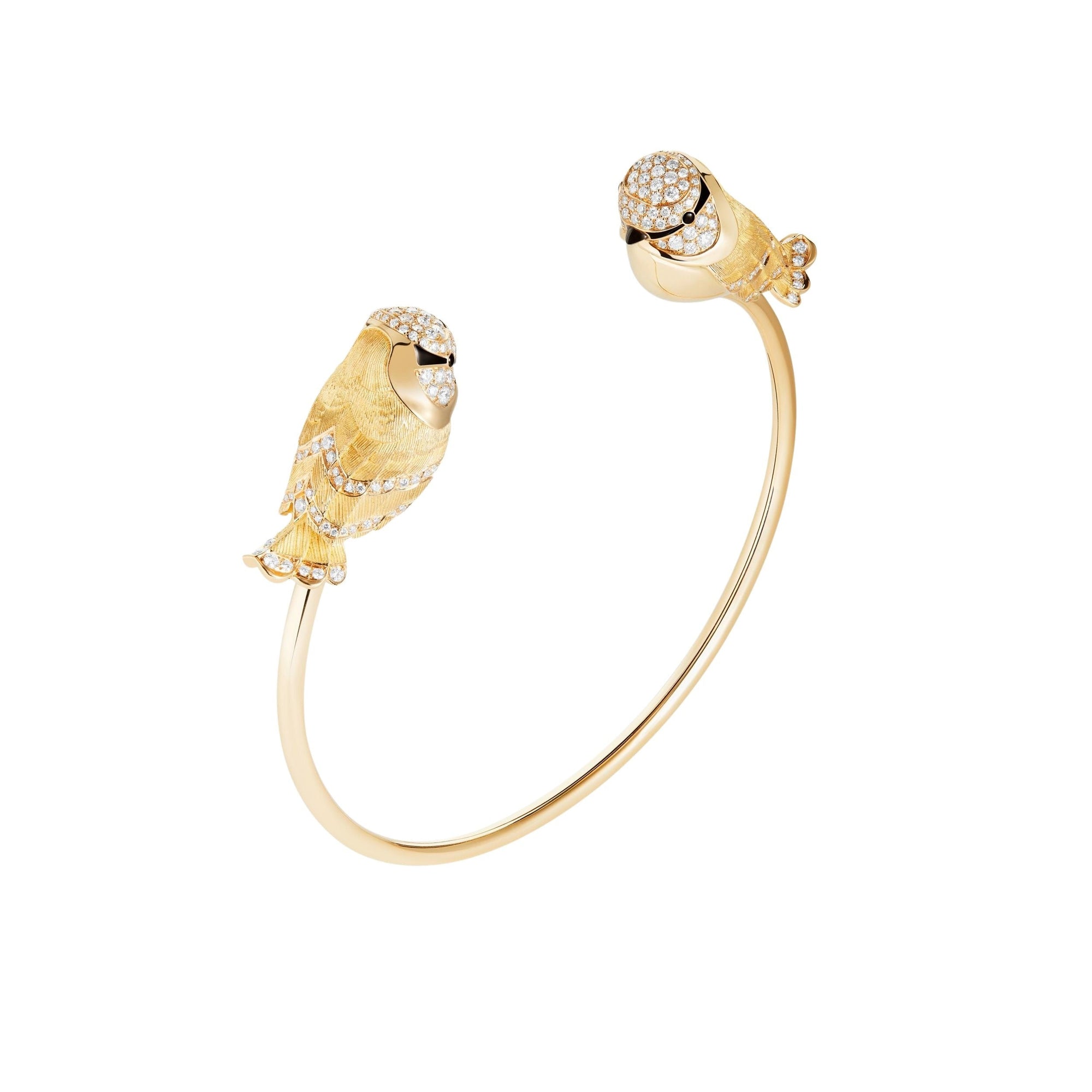 Meisa The Chickadee yellow gold diamonds onyx & black sapphires Bracelet - Yellow & Black