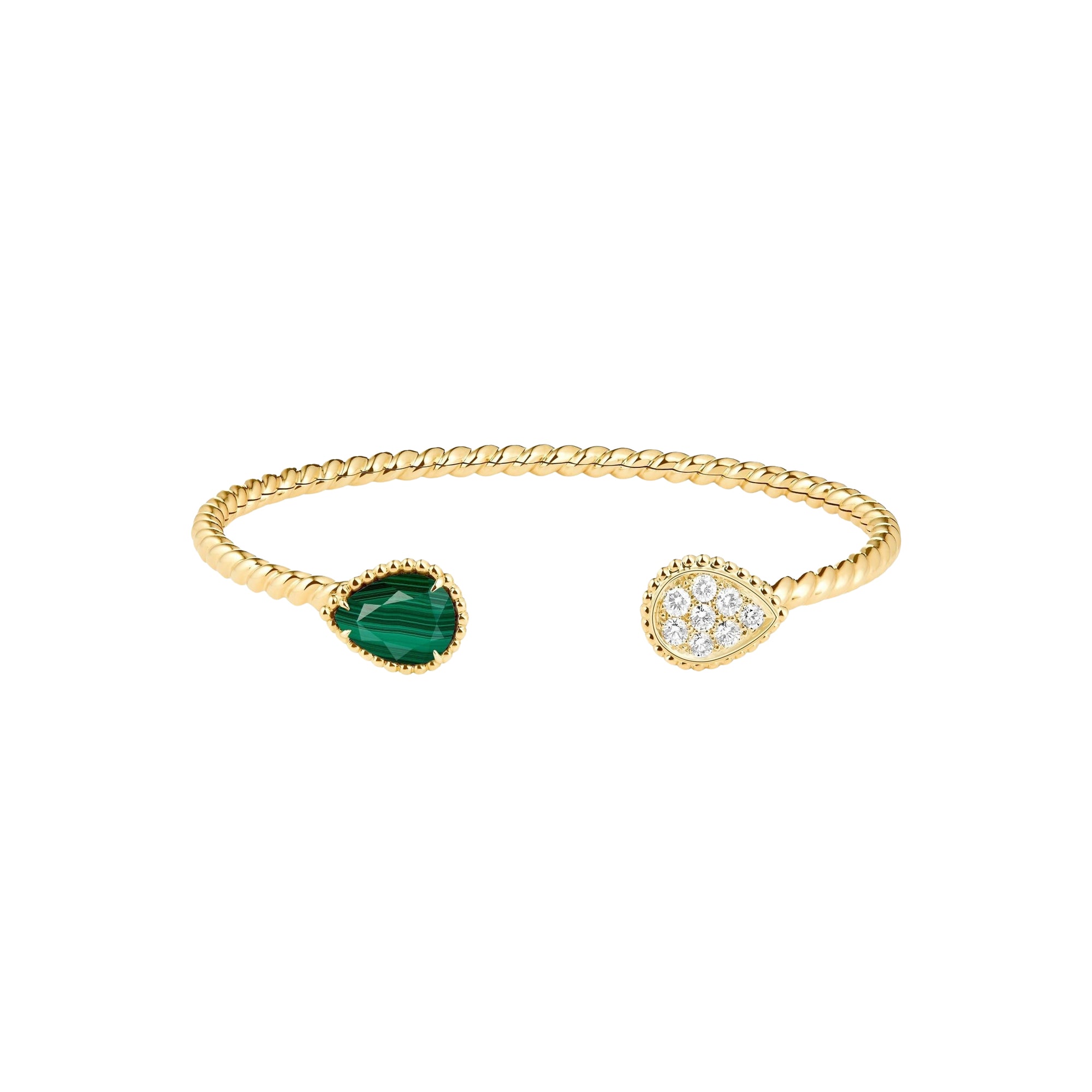 Serpent Bohème S Motifs yellow gold malachite & diamonds Bracelet - Yellow