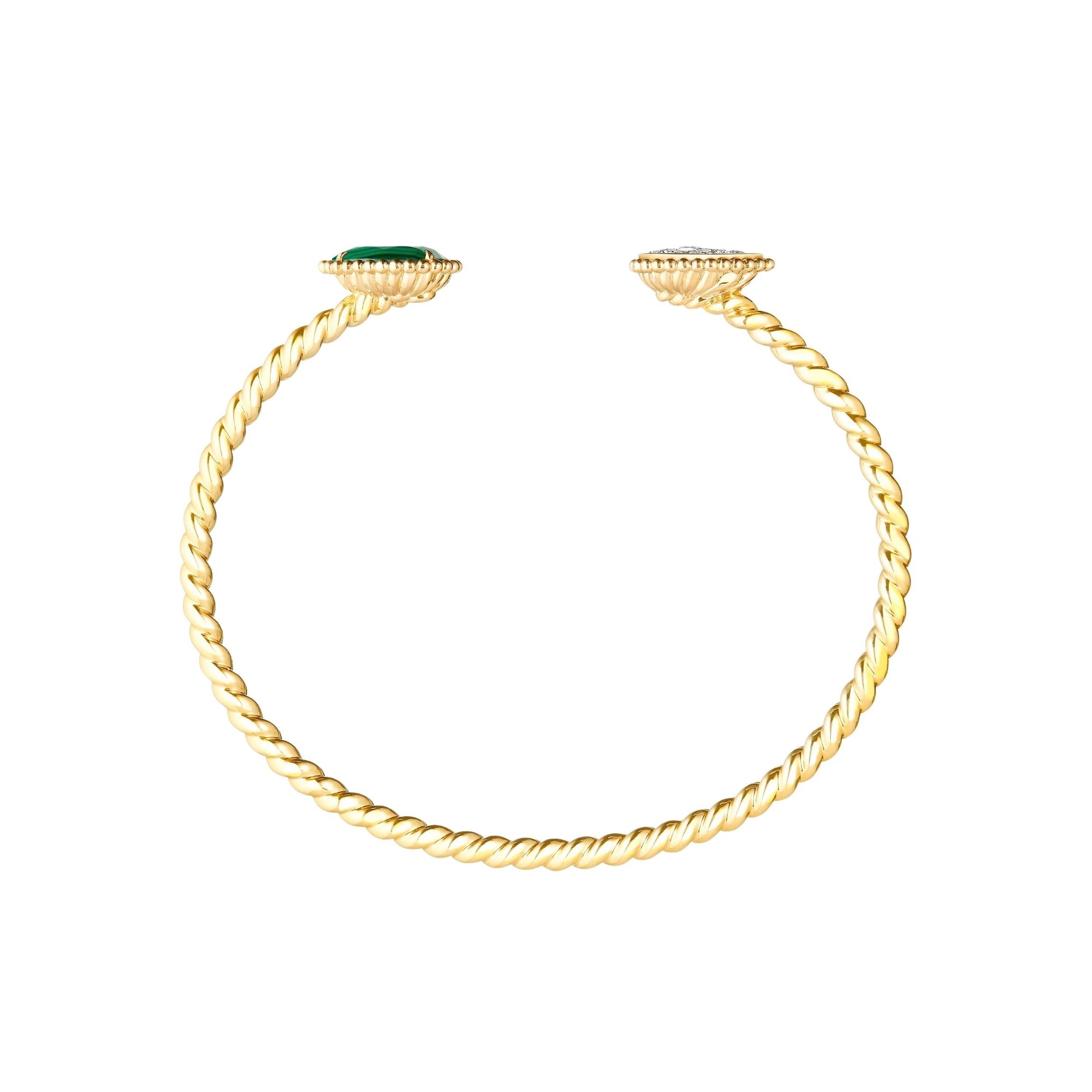 Serpent Bohème S Motifs yellow gold malachite & diamonds Bracelet - Yellow