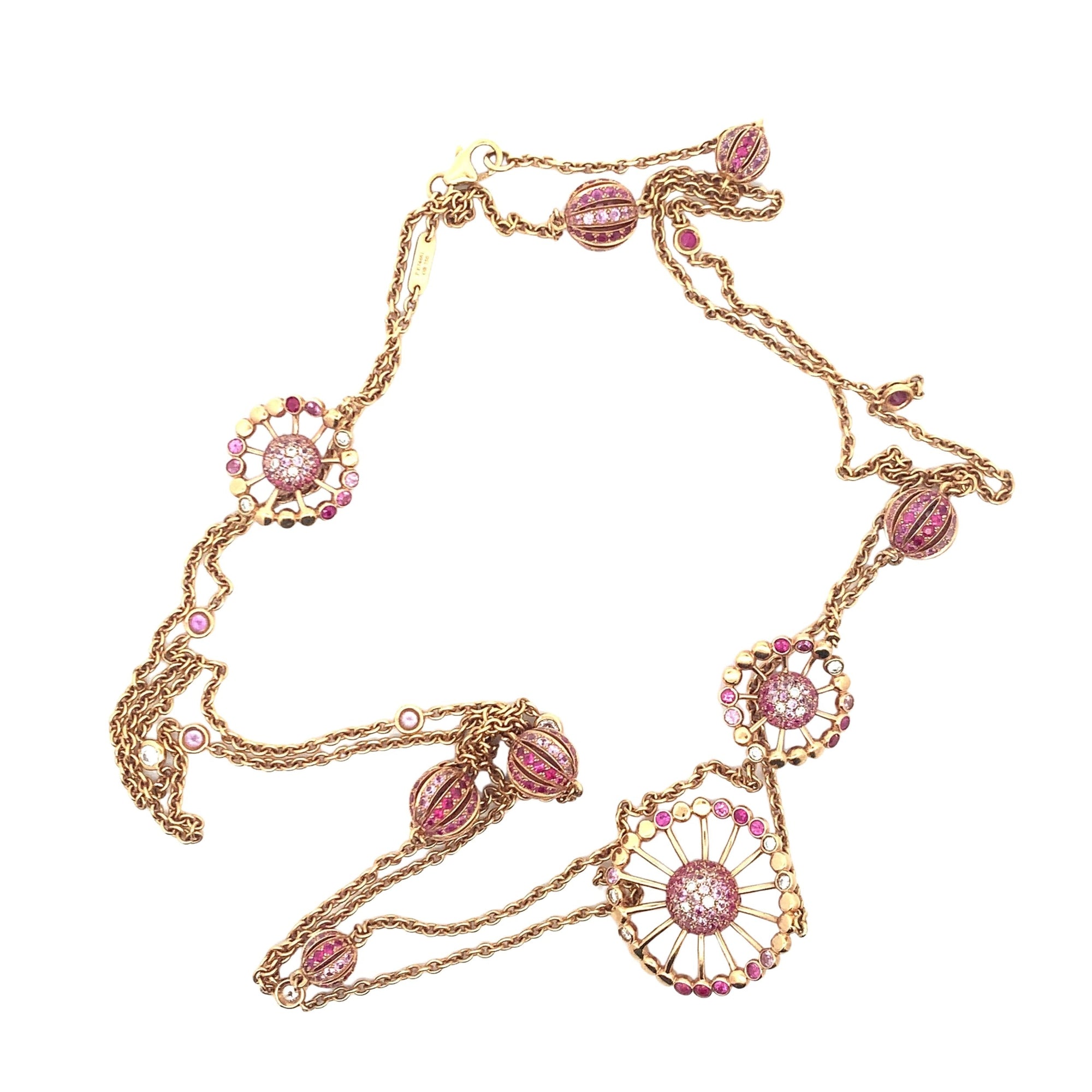 Nelle Sensuelle pink gold sapphires & diamonds Long Necklace - Pink