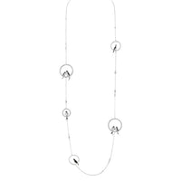 Hirunda The Swallow white gold diamonds & black lacquer Long Necklace - White & Black