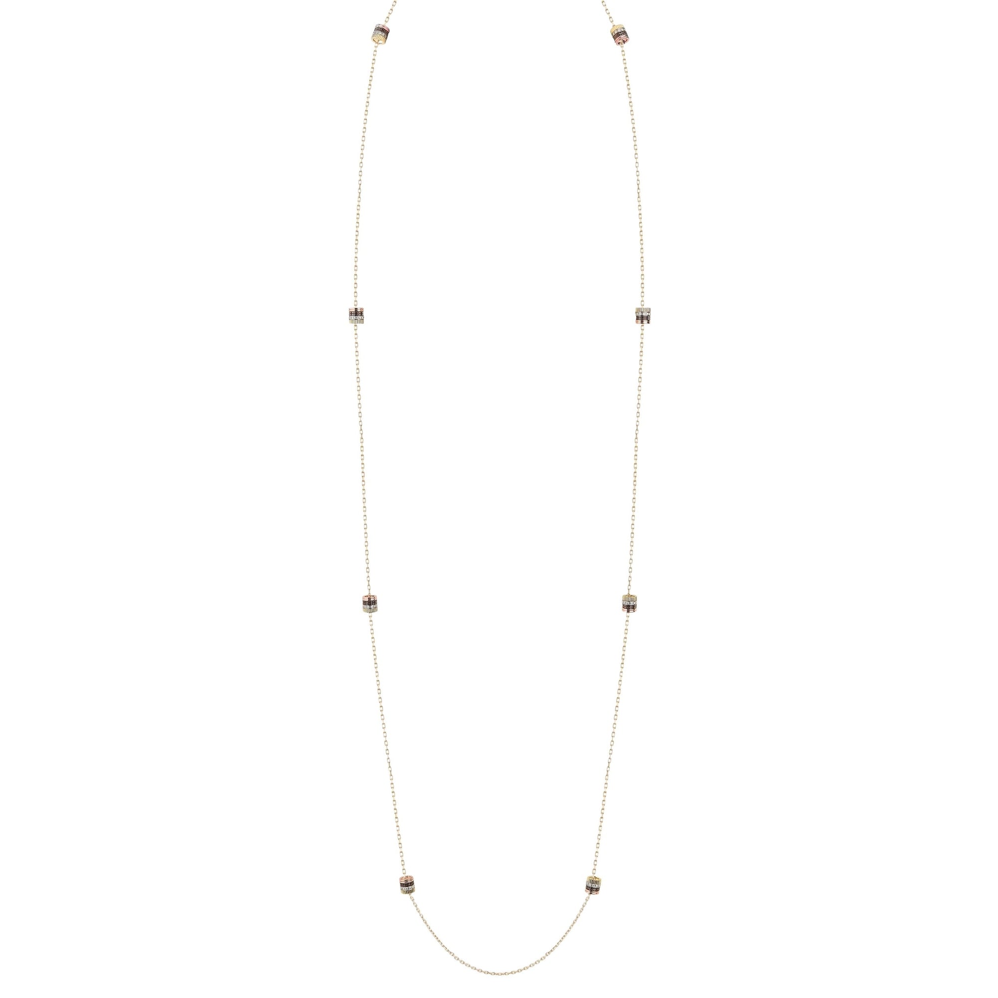 Quatre Classique 3 gold & diamonds Long Necklace - White & Yellow & Pink