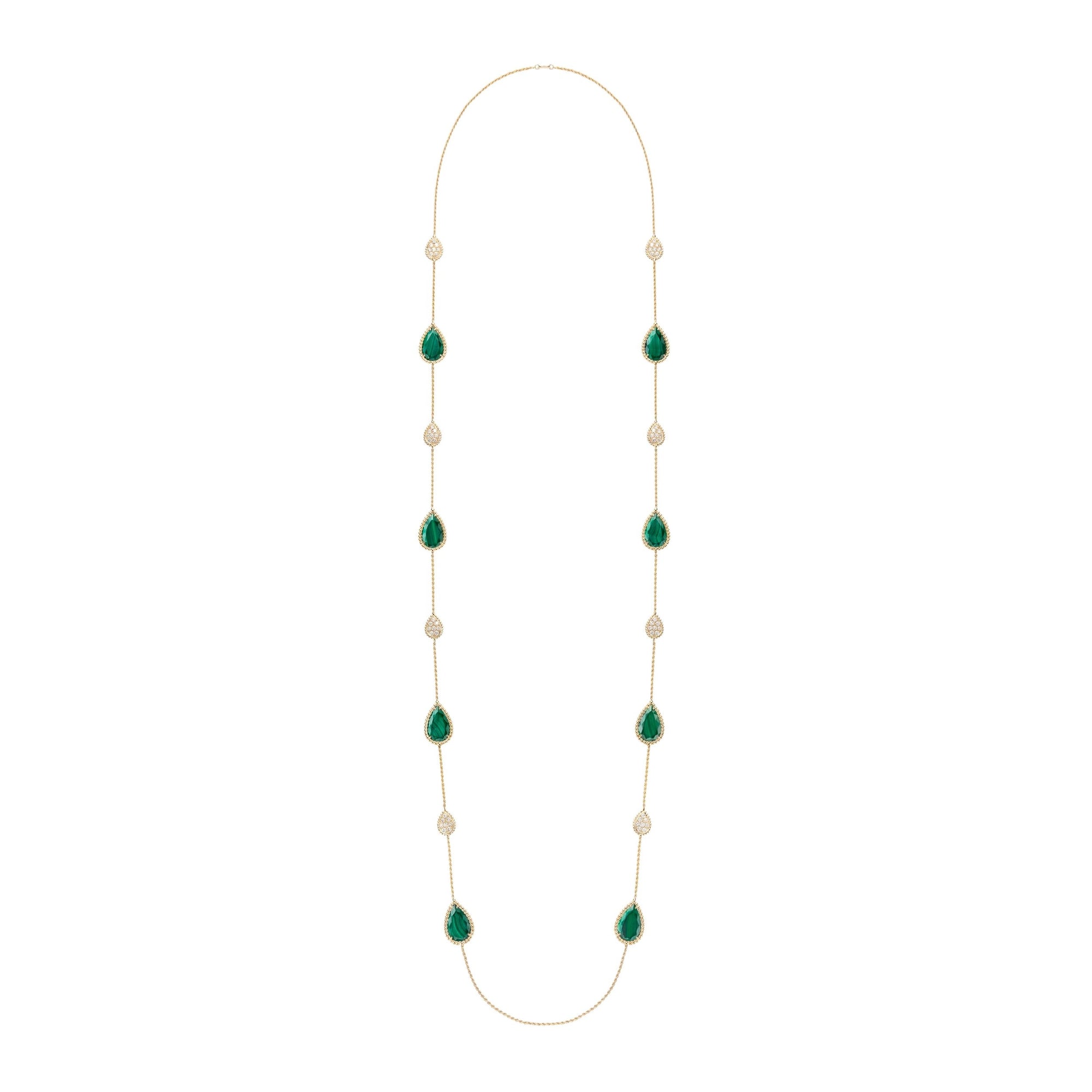 Serpent Boheme Multi-Motifs yellow gold malachite & diamonds Long Necklace - Yellow