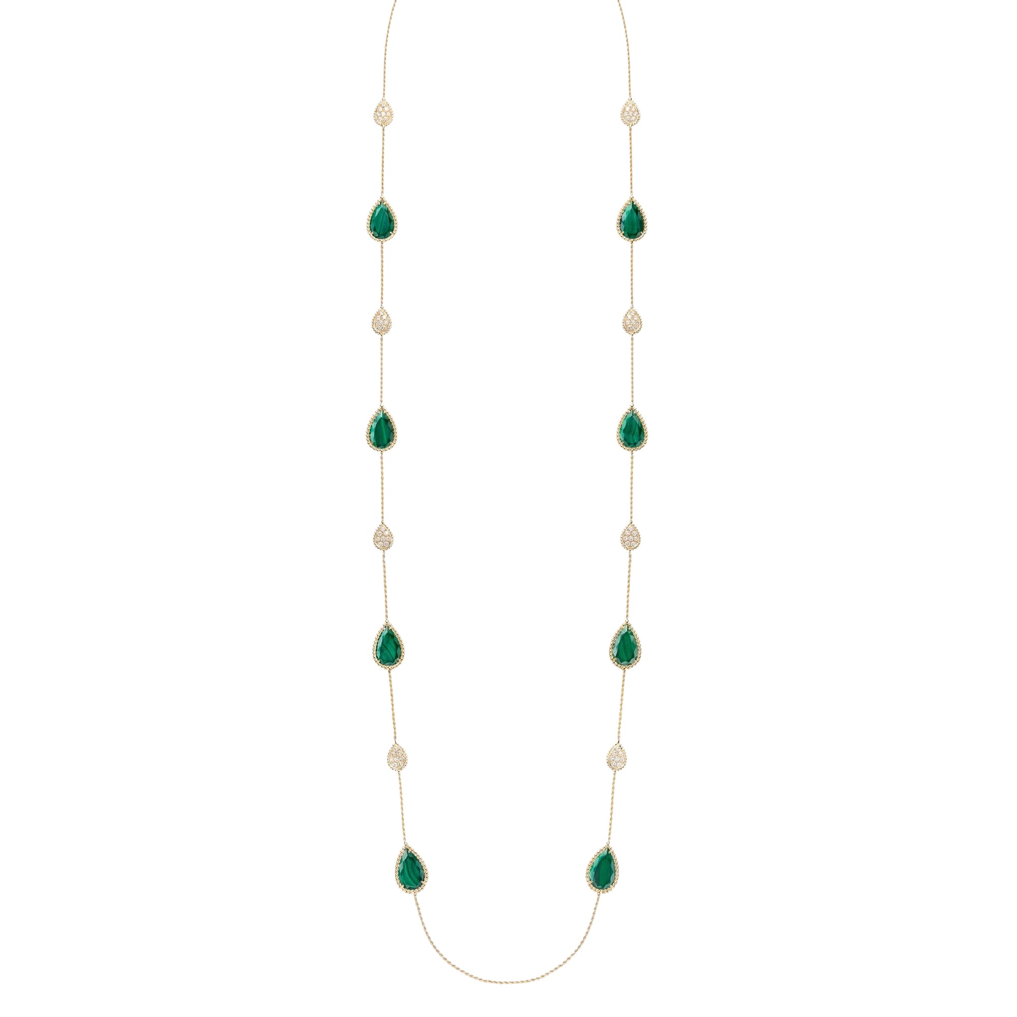 Serpent Boheme Multi-Motifs yellow gold malachite & diamonds Long Necklace - Yellow