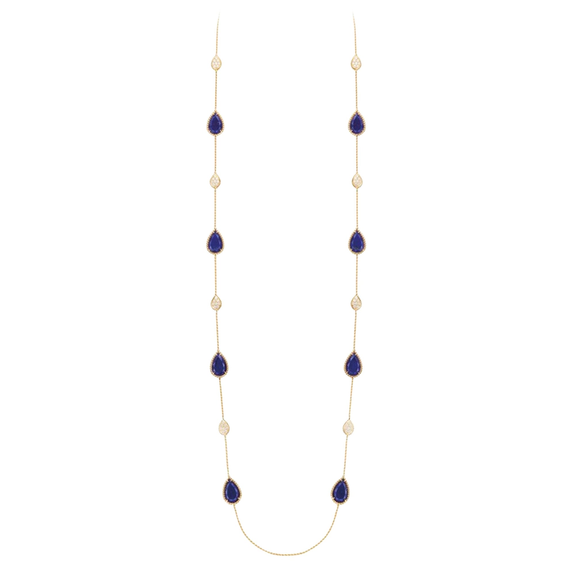 Serpent Boheme Multi-Motifs yellow gold lapis lazuli & diamonds Long Necklace - Yellow
