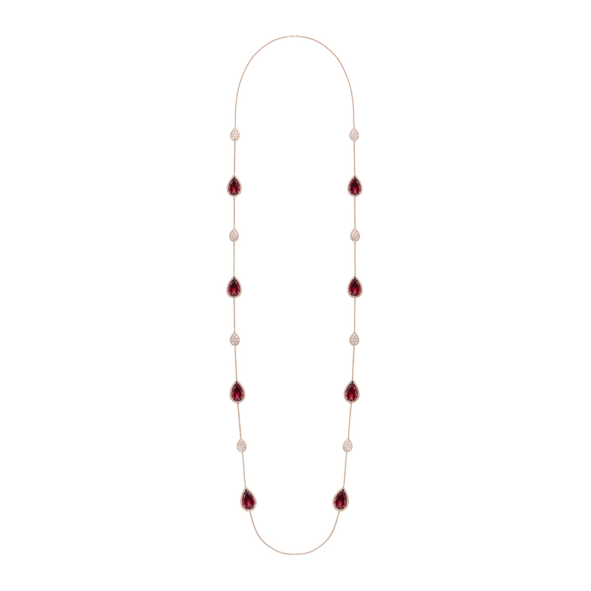 Serpent Boheme Multi-Motifs pink gold rhodolite garnet & diamonds Long Necklace - Yellow