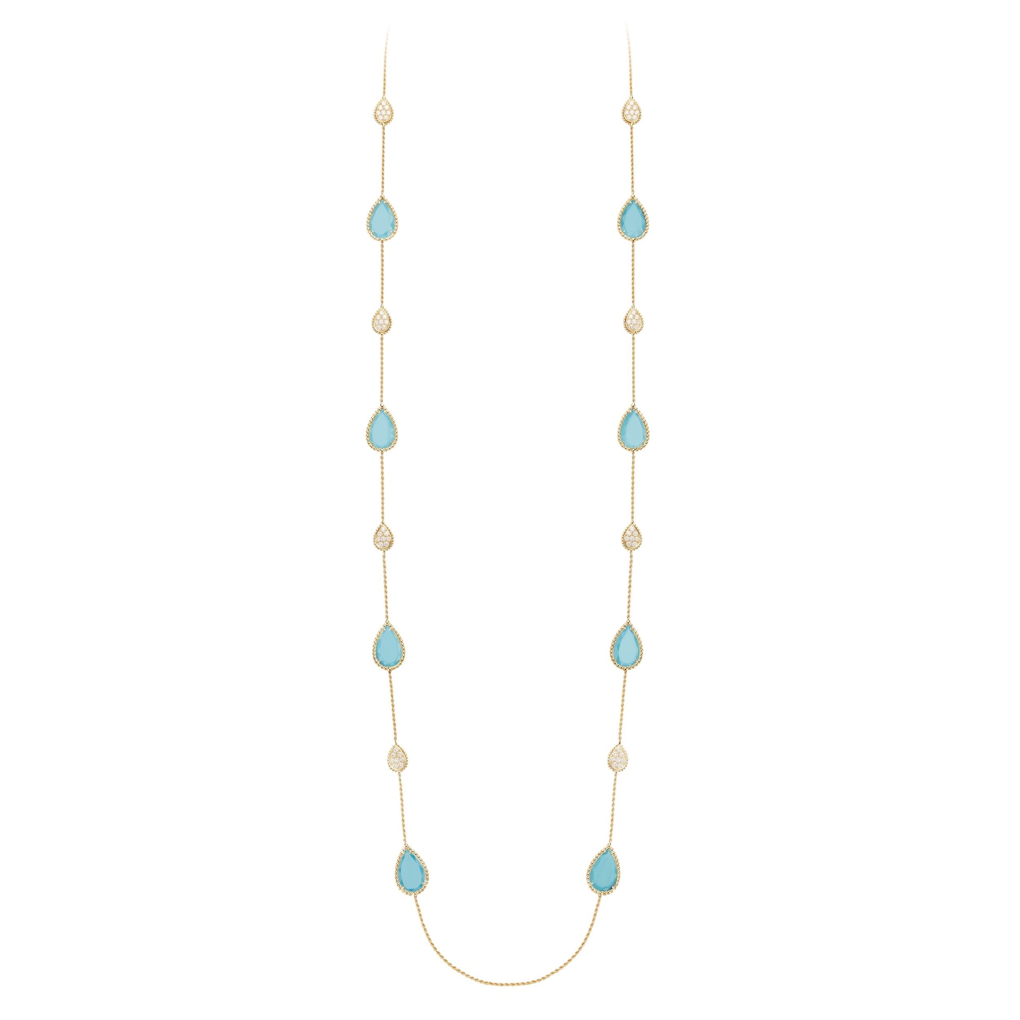 Serpent Boheme Multi-Motifs yellow gold turquoise & diamonds Long Necklace - Yellow
