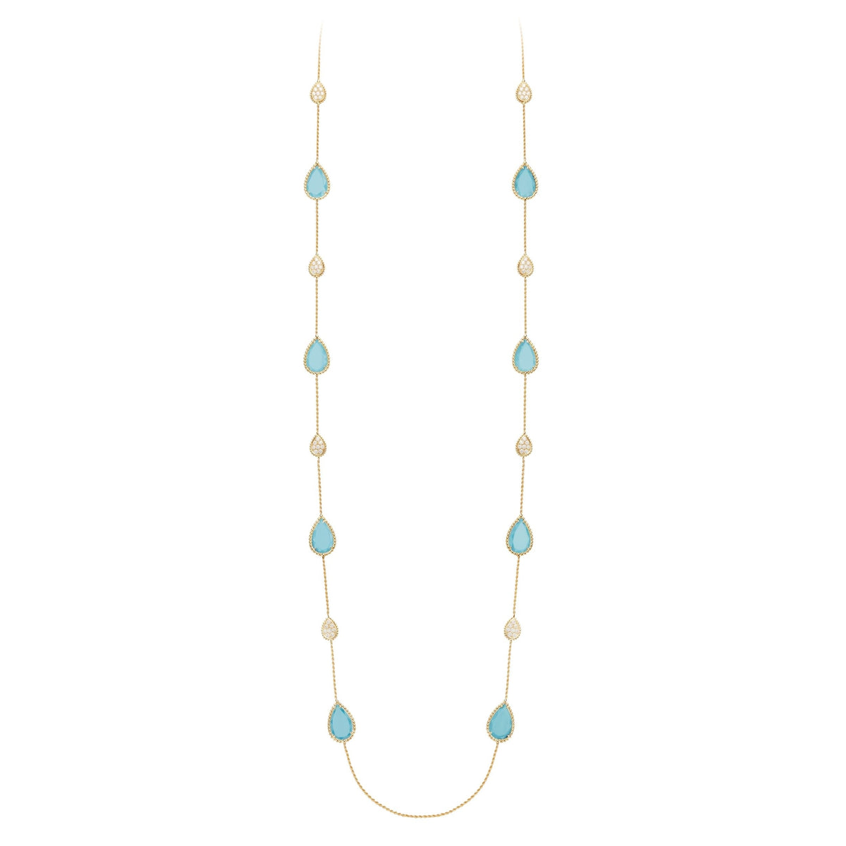 Serpent Bohème Multi-Motifs yellow gold turquoise & diamonds Long Necklace - Yellow