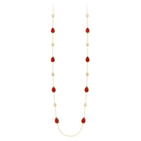 Serpent Boheme Multi-Motifs yellow gold carnelian & diamonds Long Necklace - Yellow