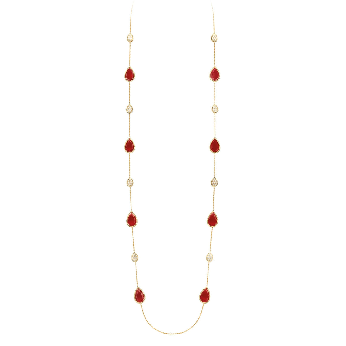 Serpent Bohème Multi-Motifs yellow gold carnelian & diamonds Long Necklace - Yellow