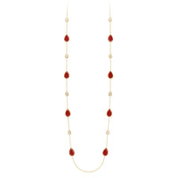 Serpent Bohème Multi-Motifs yellow gold carnelian & diamonds Long Necklace - Yellow