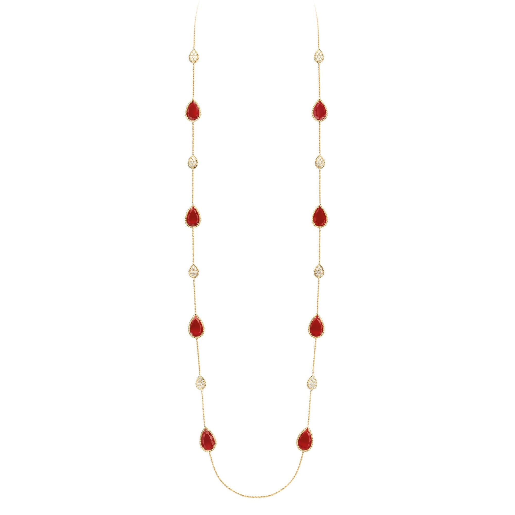 Serpent Bohème Multi-Motifs yellow gold carnelian & diamonds Long Necklace - Yellow
