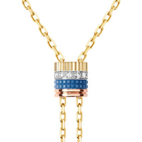 Mini Quatre Blue Edition Tie Necklace - White & Yellow & Pink