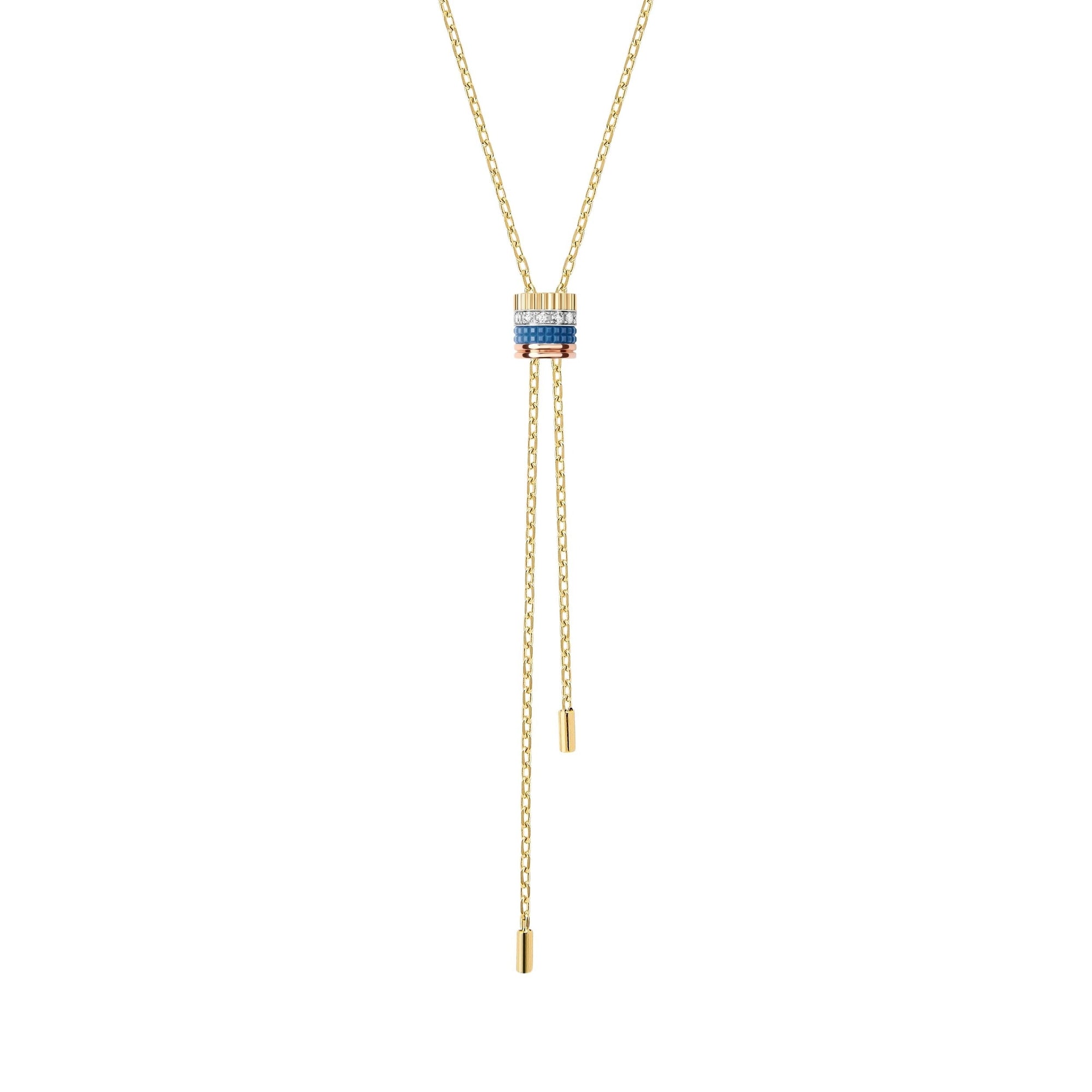Mini Quatre Blue Edition Tie Necklace - White & Yellow & Pink