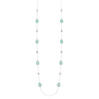 Serpent Bohème Multi-Motifs white gold & aquaprase diamonds Long Necklace - White