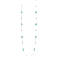 Serpent Bohème Multi-Motifs white gold & aquaprase diamonds Long Necklace - White