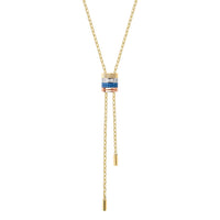 Small Quatre Blue Edition Tie Necklace - Yellow & Blue