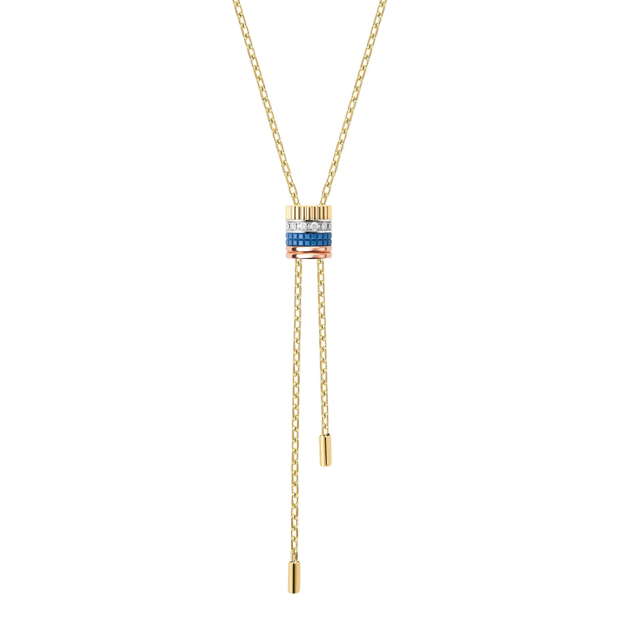 Small Quatre Blue Edition Tie Necklace - Yellow & Blue