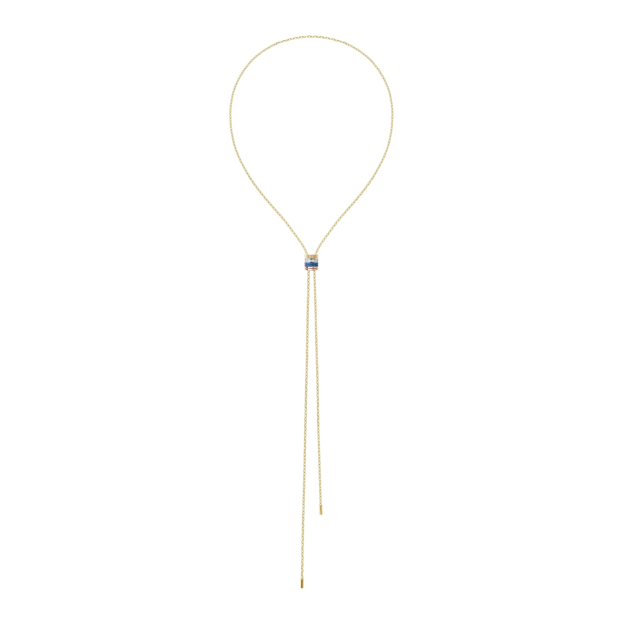 Small Quatre Blue Edition Tie Necklace - Yellow & Blue