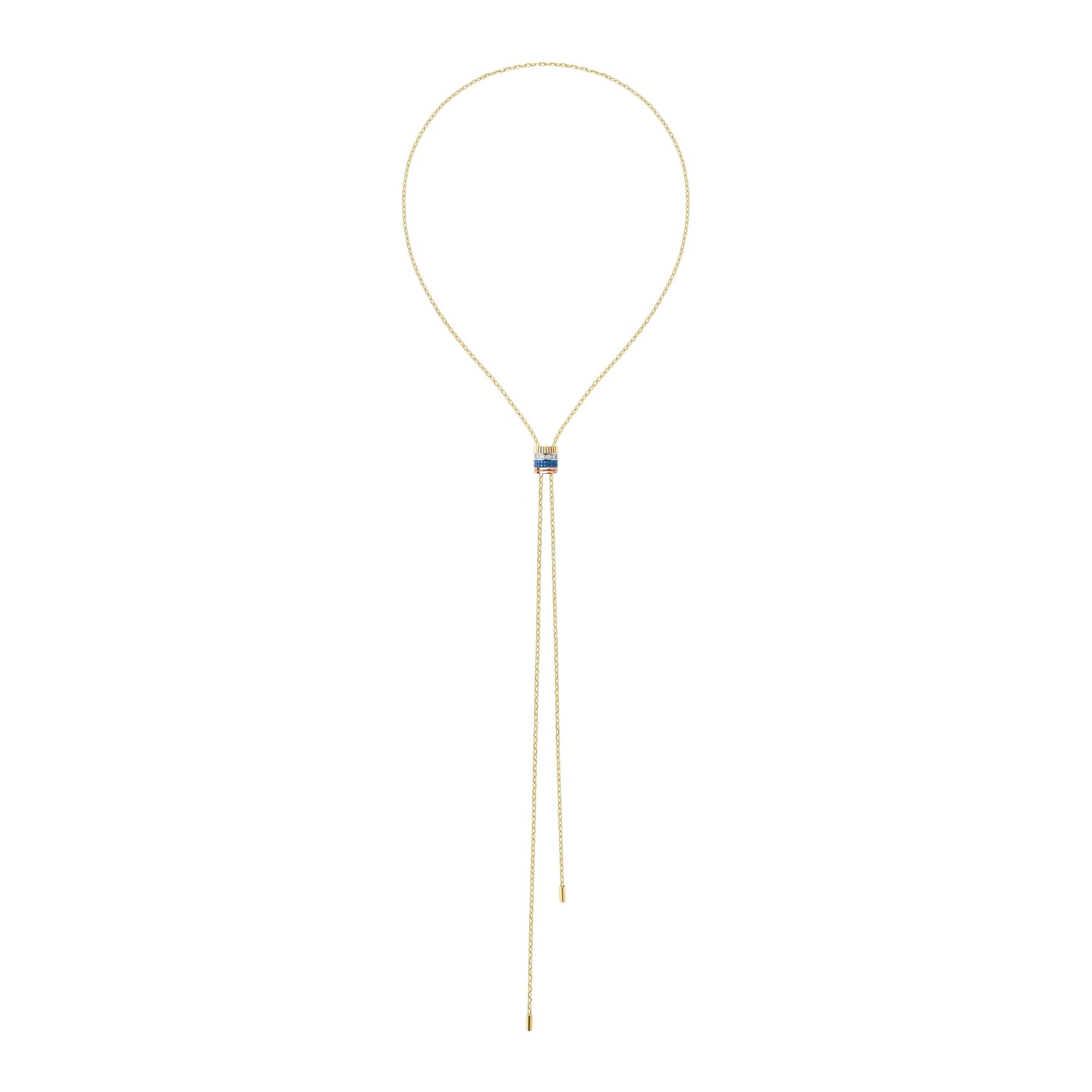 Small Quatre Blue Edition Tie Necklace - Yellow & Blue