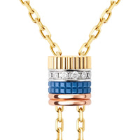 Small Quatre Blue Edition Tie Necklace - Yellow & Blue